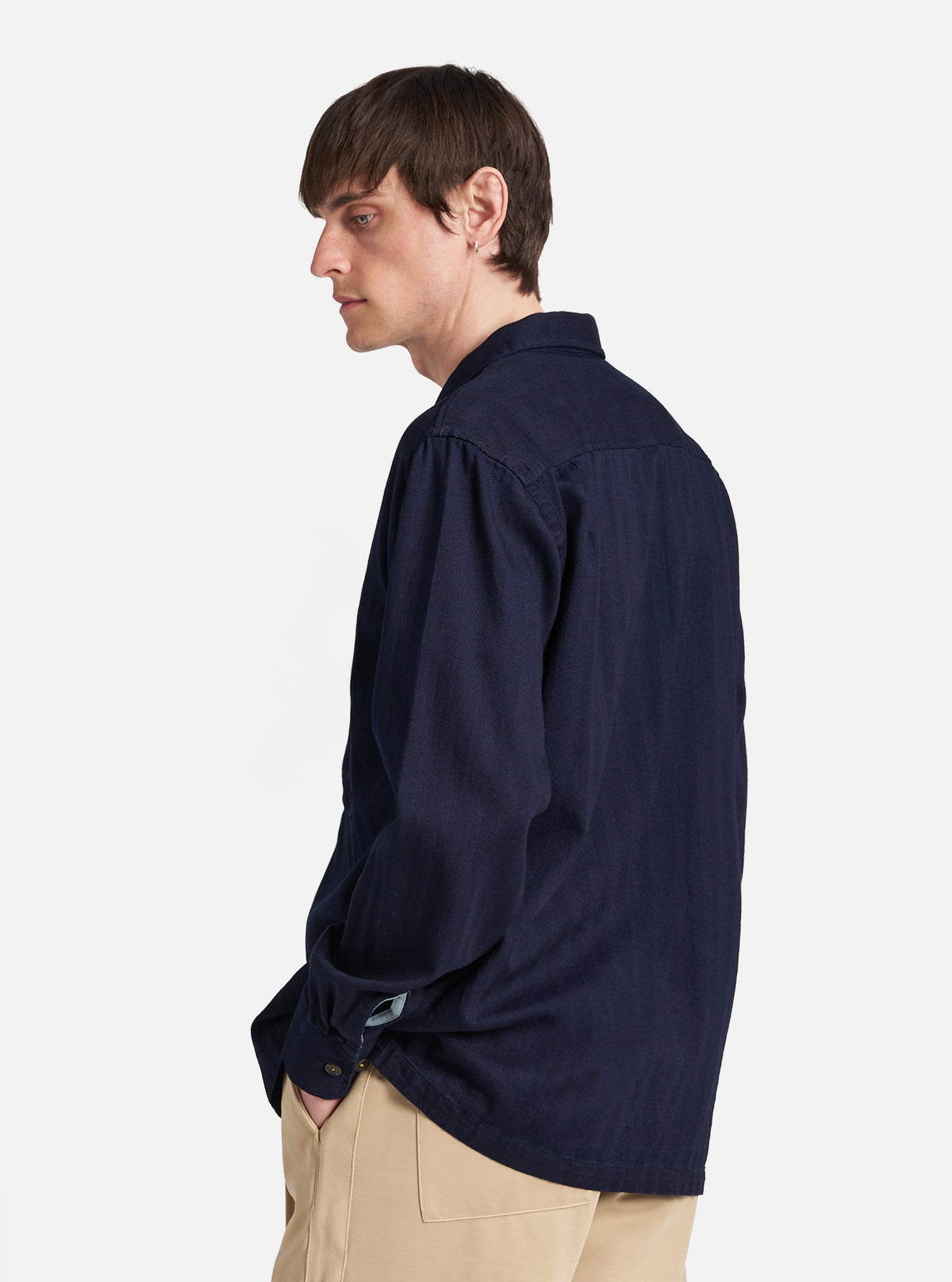 Indigo Herringbone Denim L/S Utility Shirt