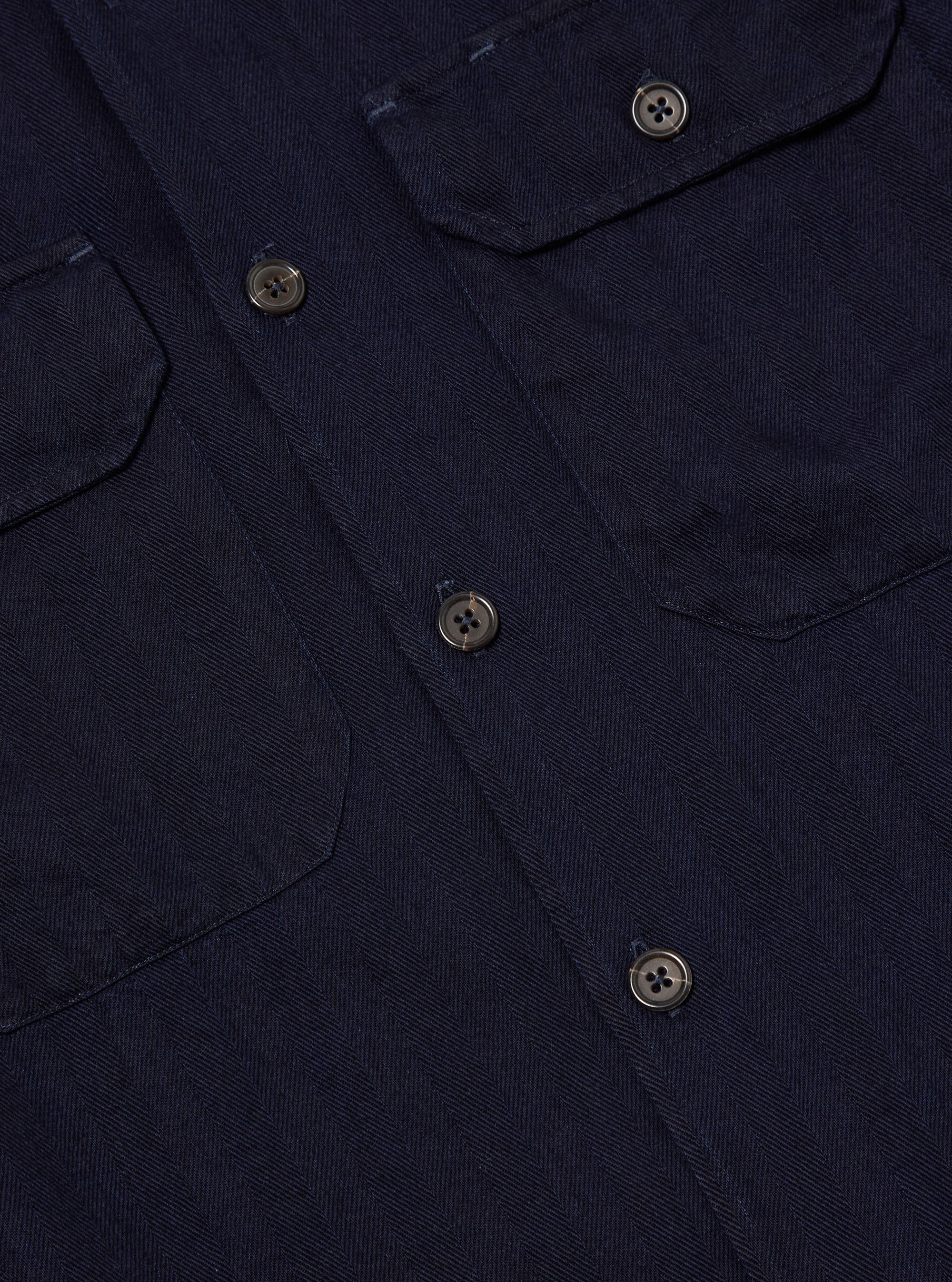 Indigo Herringbone Denim L/S Utility Shirt