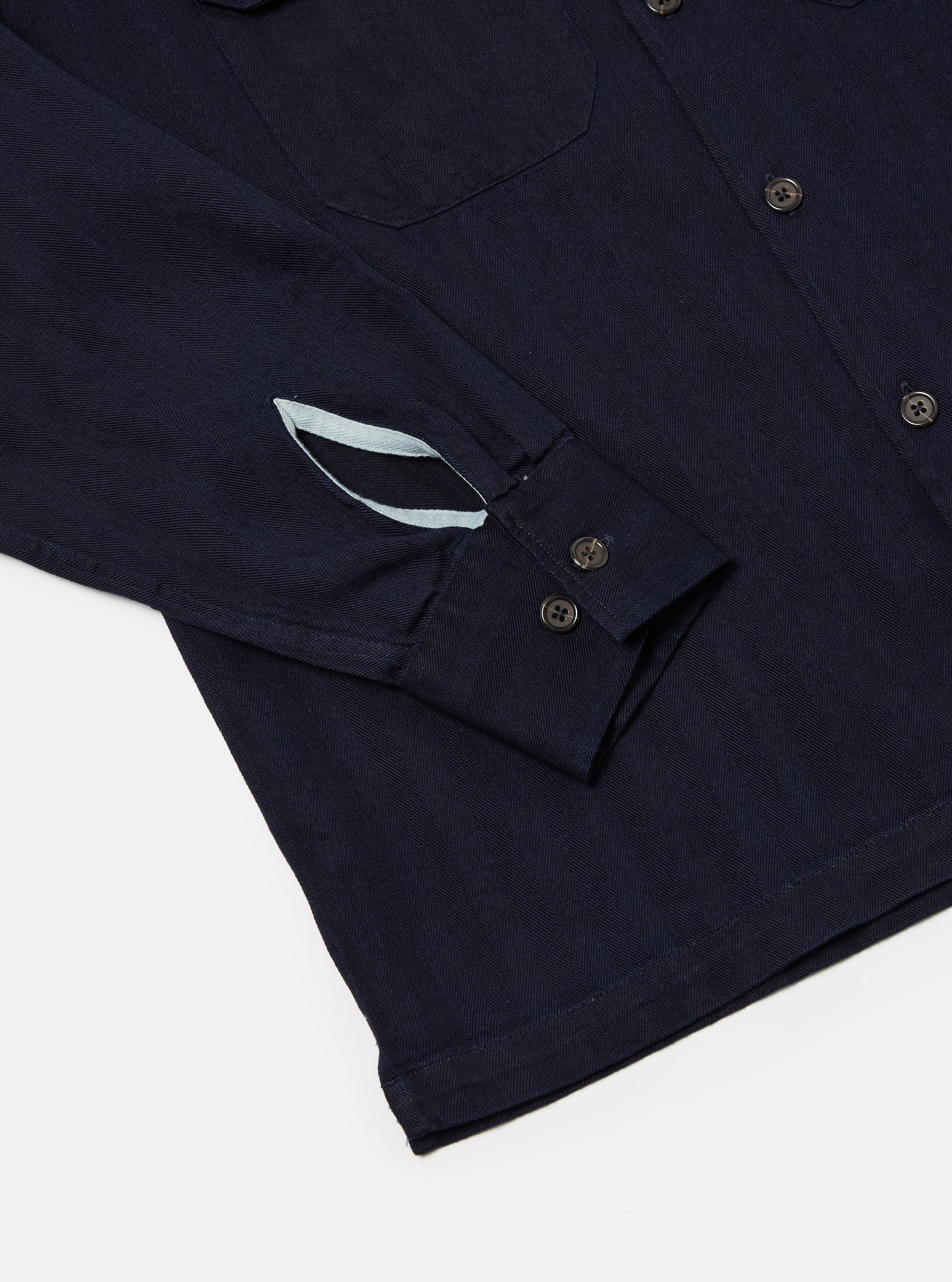 Indigo Herringbone Denim L/S Utility Shirt