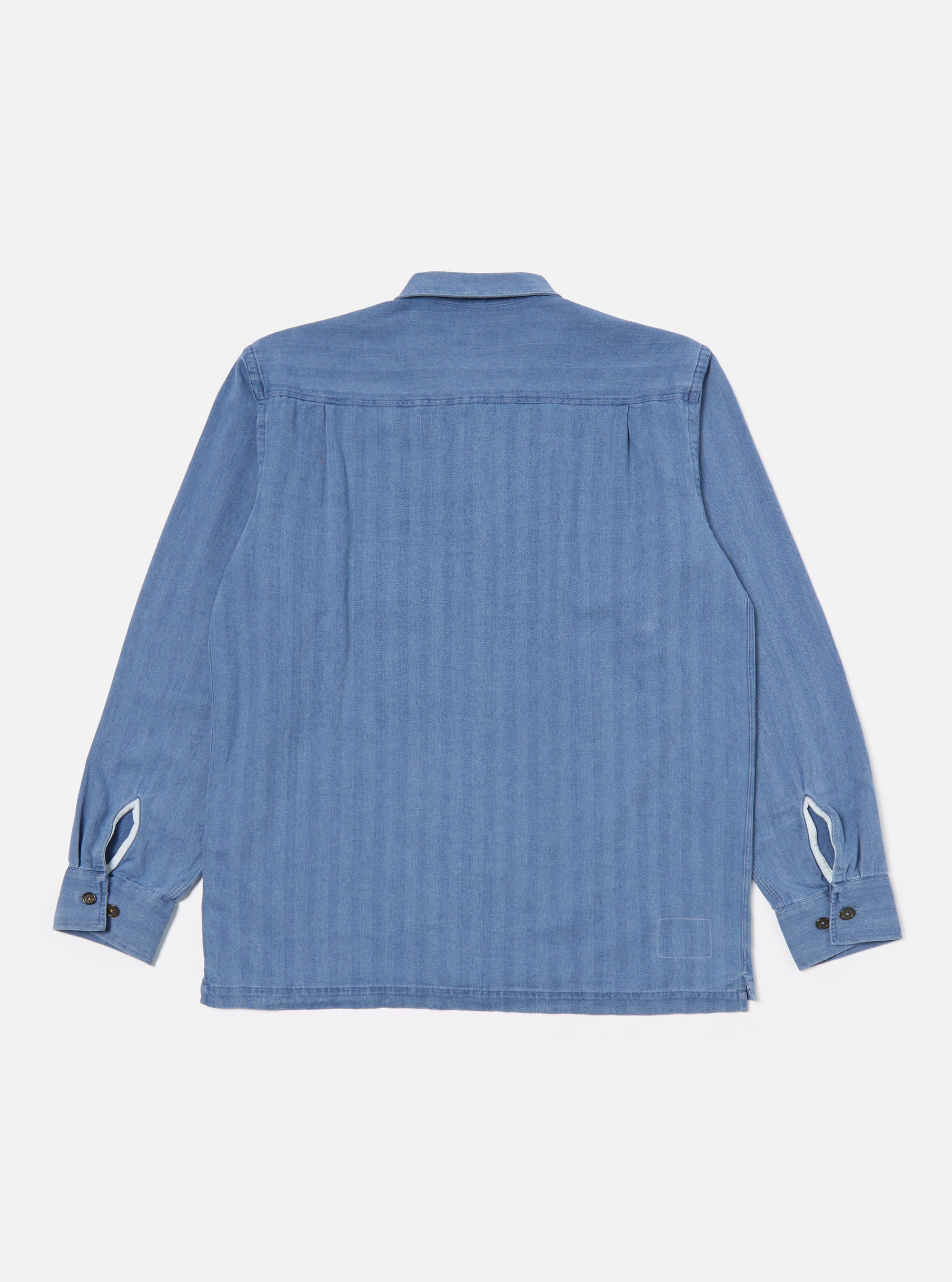 Washed Indigo Herringbone Denim L/S Utility Shirt