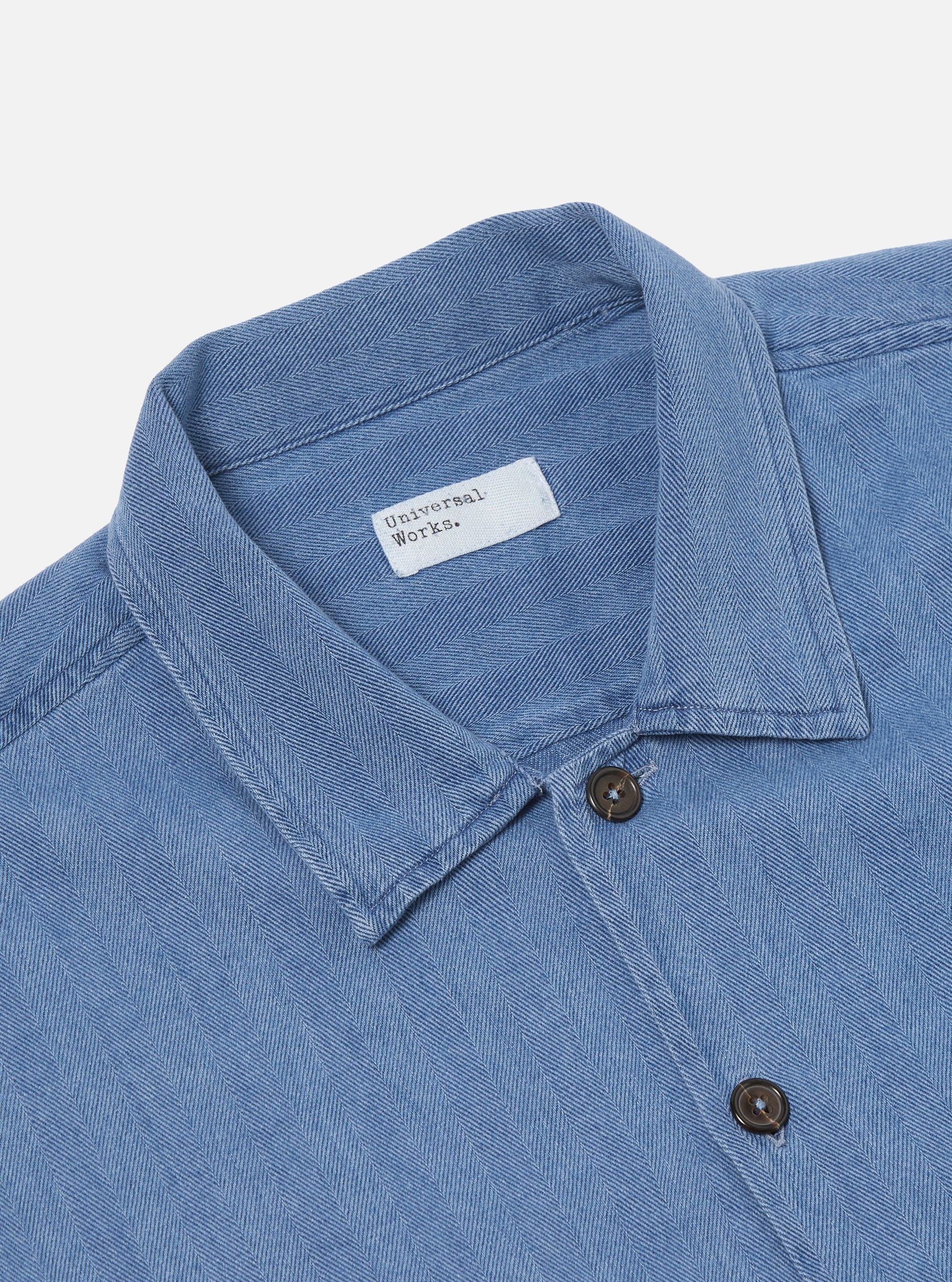 Washed Indigo Herringbone Denim L/S Utility Shirt
