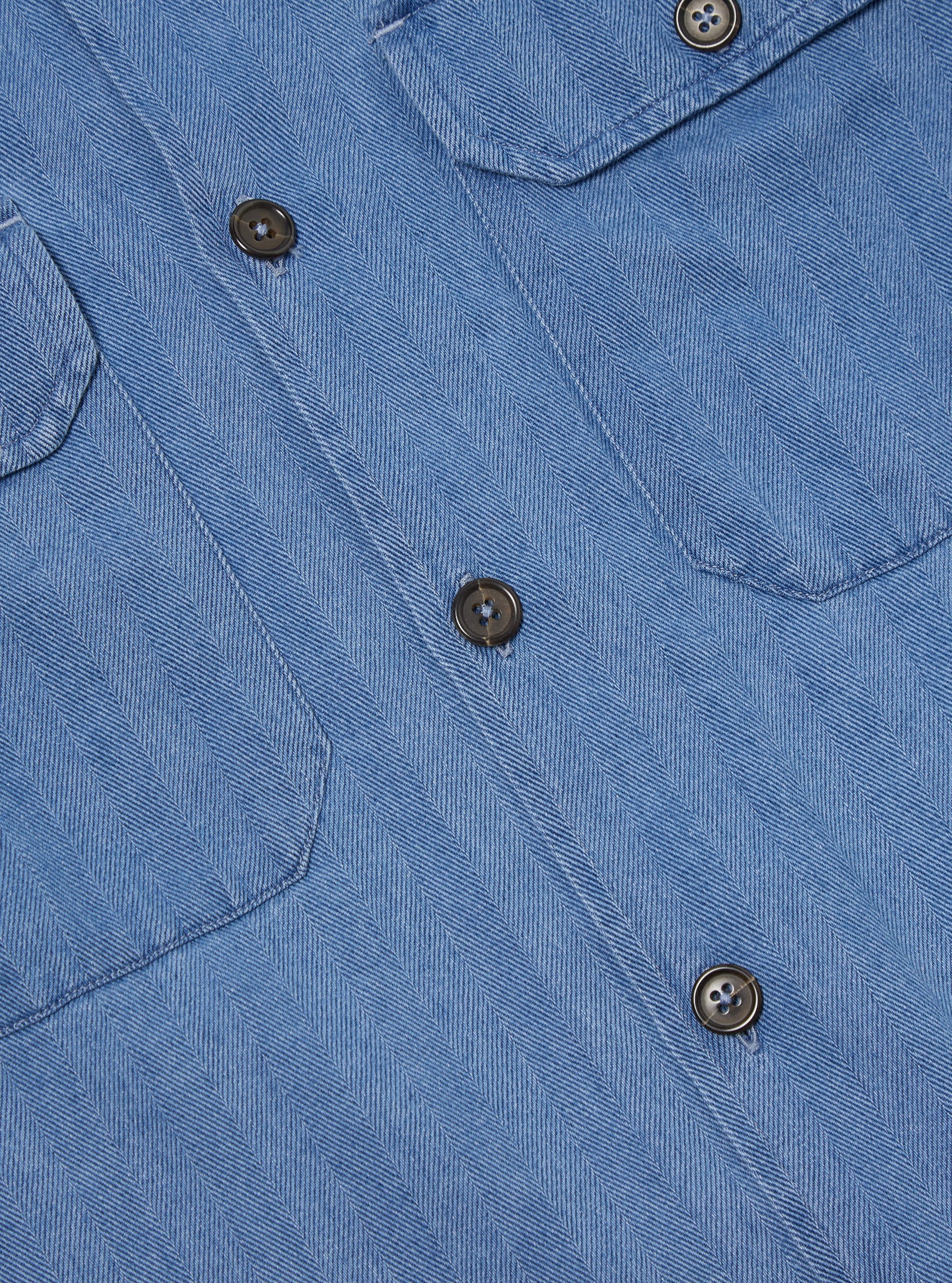Washed Indigo Herringbone Denim L/S Utility Shirt