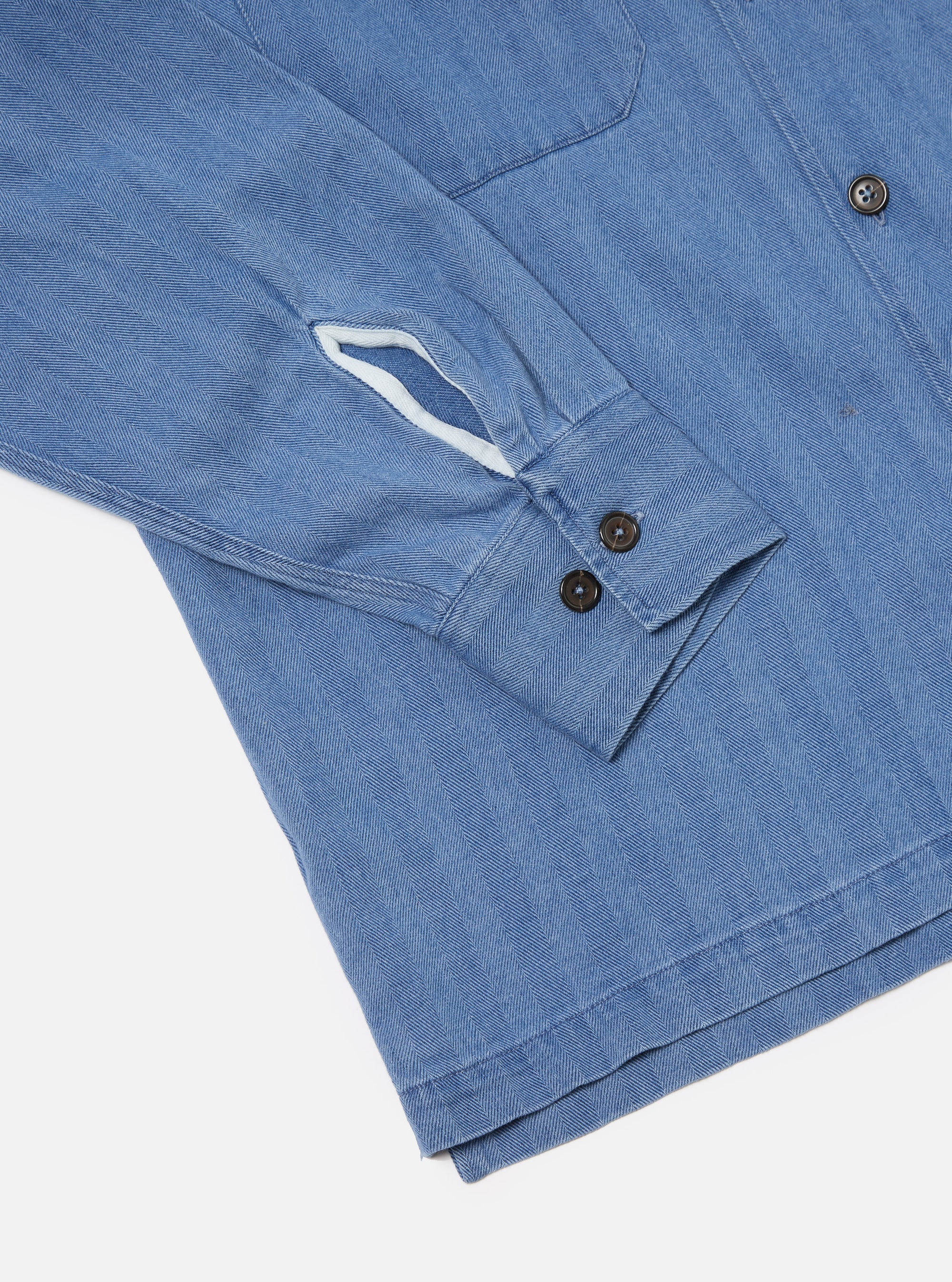 Washed Indigo Herringbone Denim L/S Utility Shirt