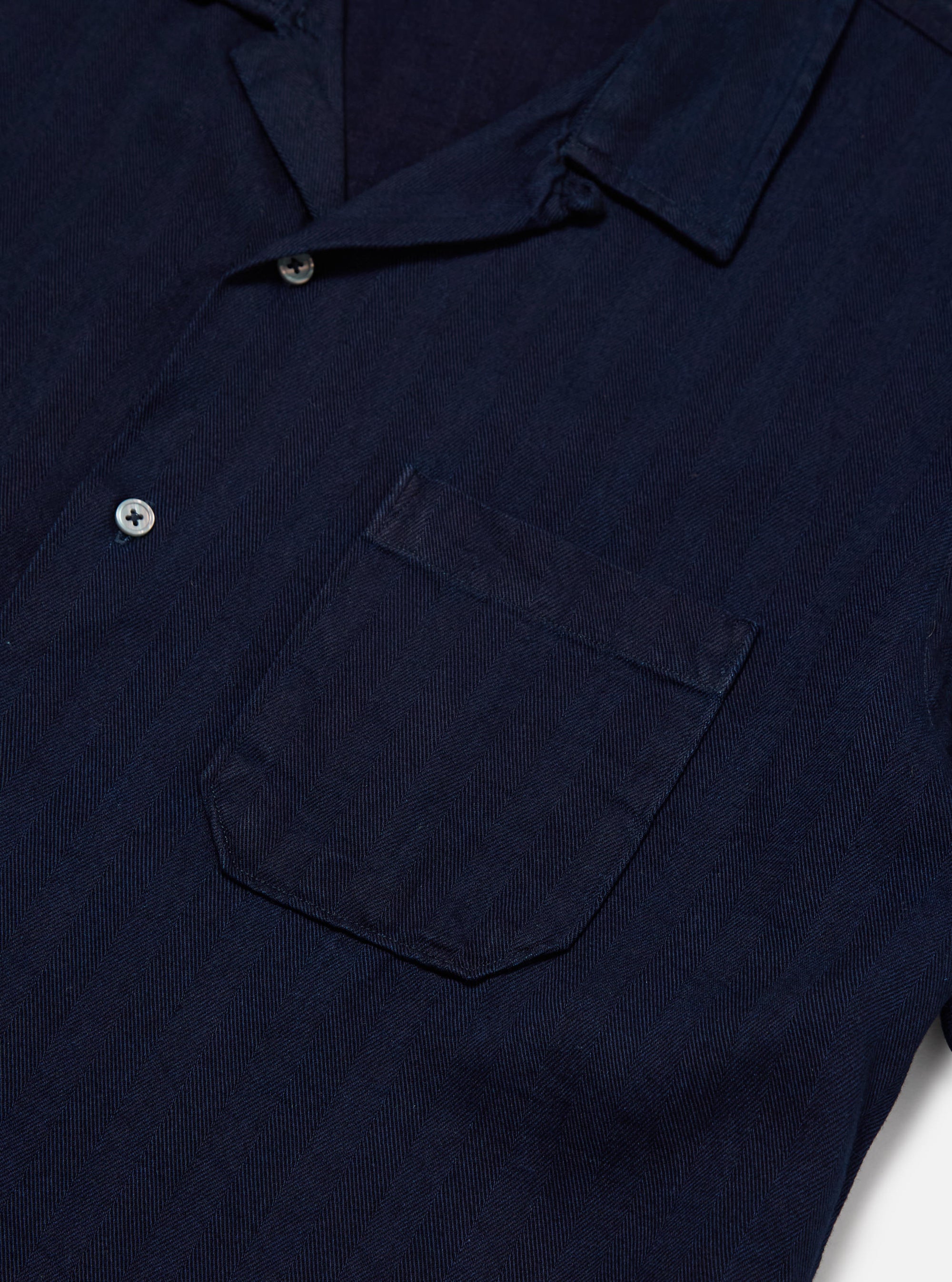 Indigo Herringbone Denim Road Shirt