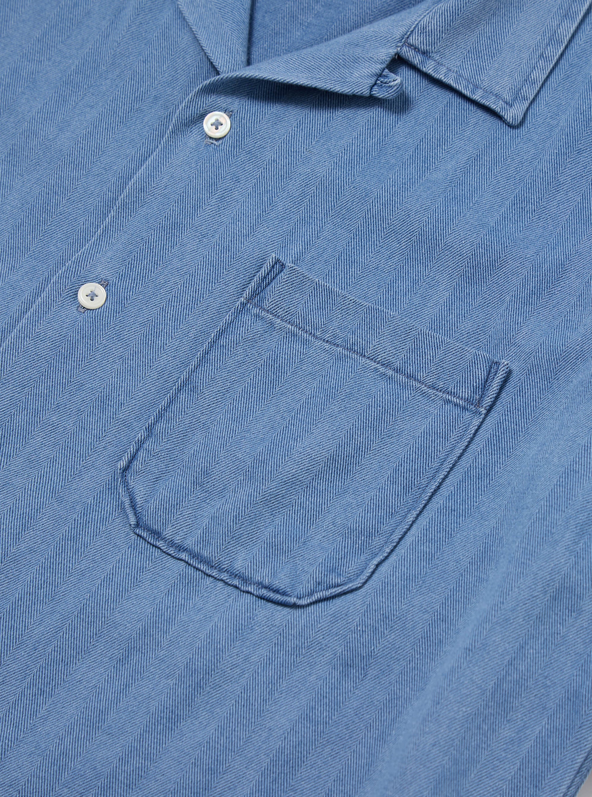 Washed Indigo Herringbone Denim Road Shirt