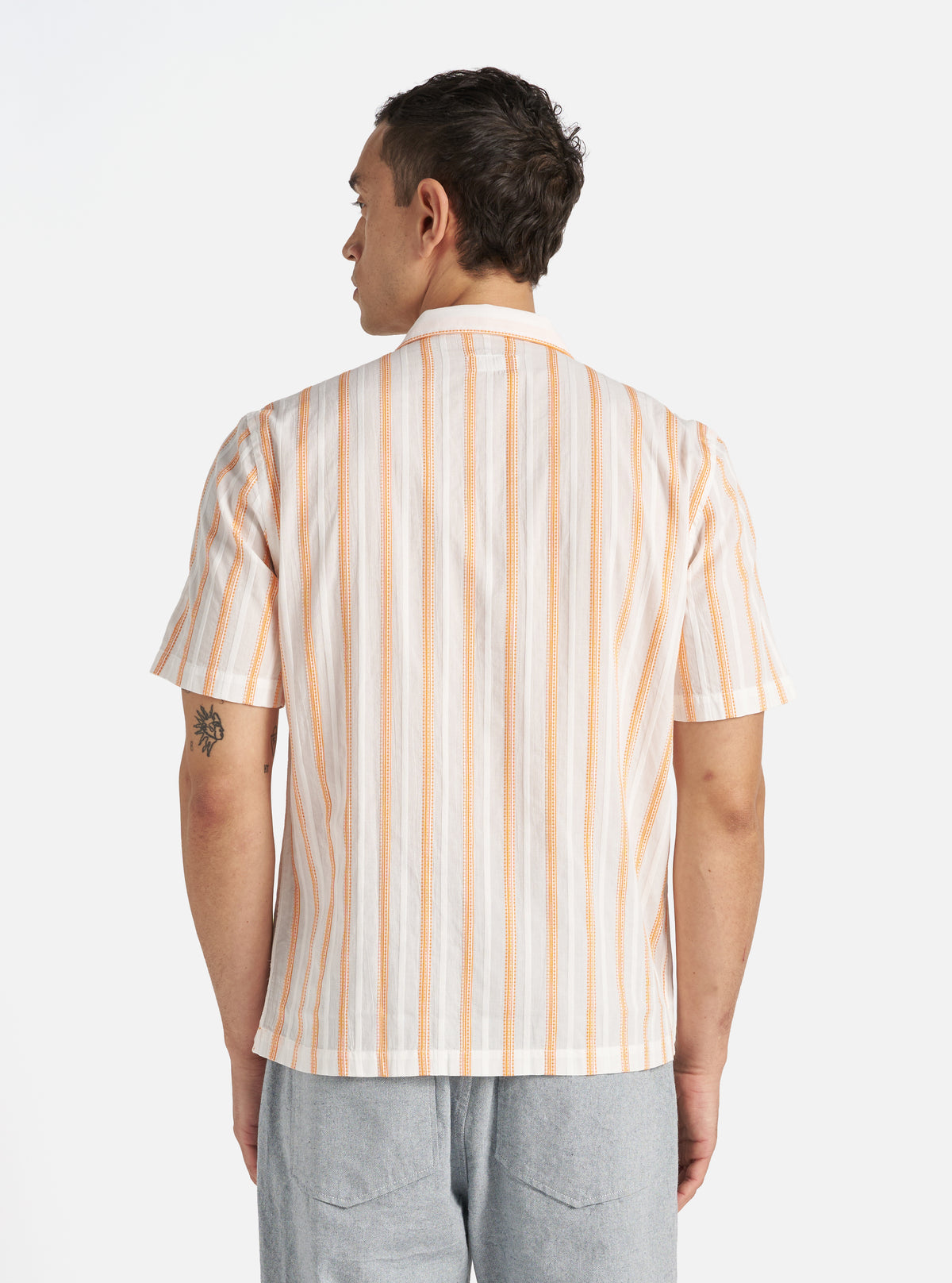 White/Orange Fans Stripe Cotton Road Shirt