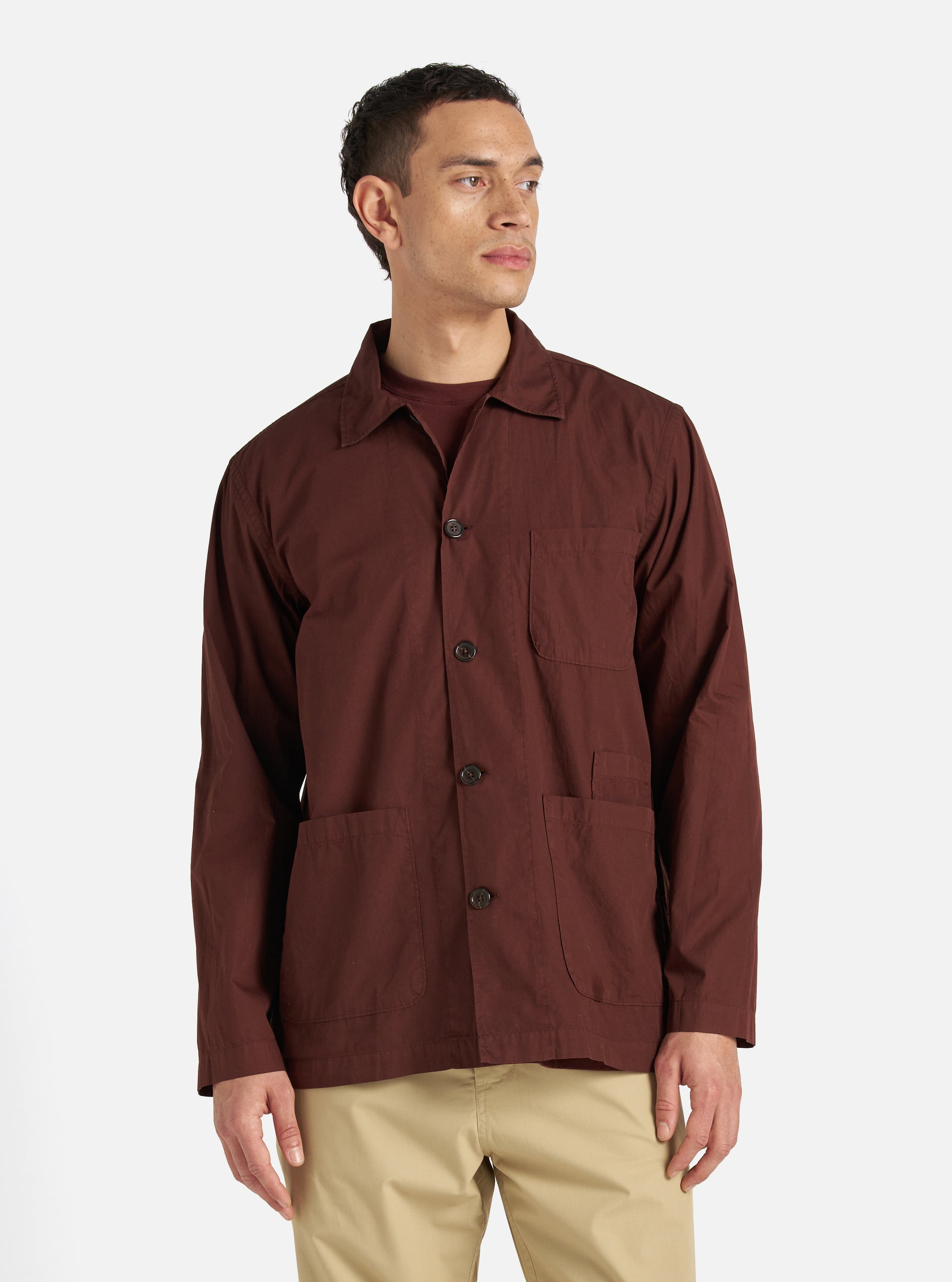 Rich Brown Organic Fine Poplin Bakers Overshirt