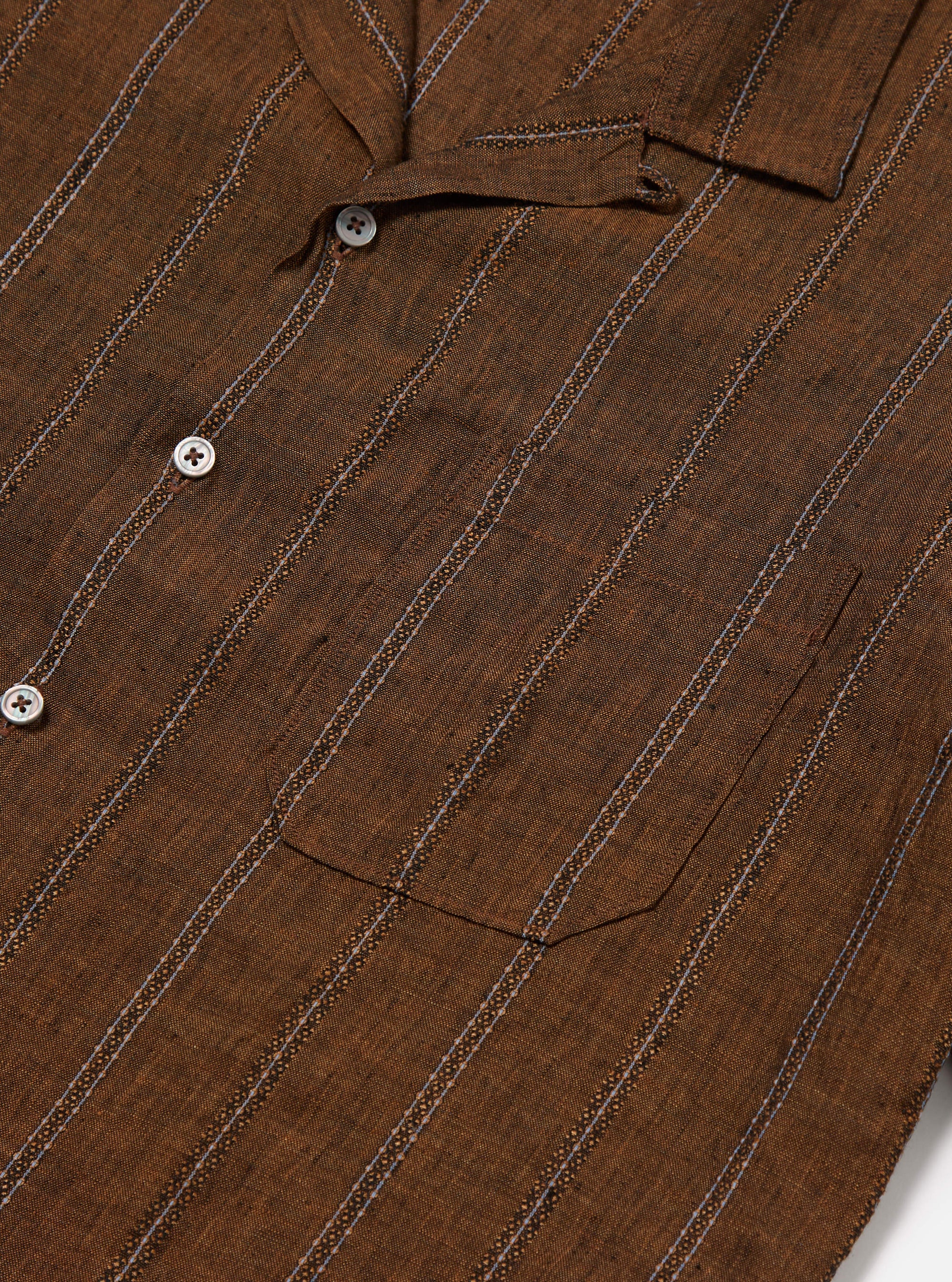 Brown Stripe Linen Road Shirt