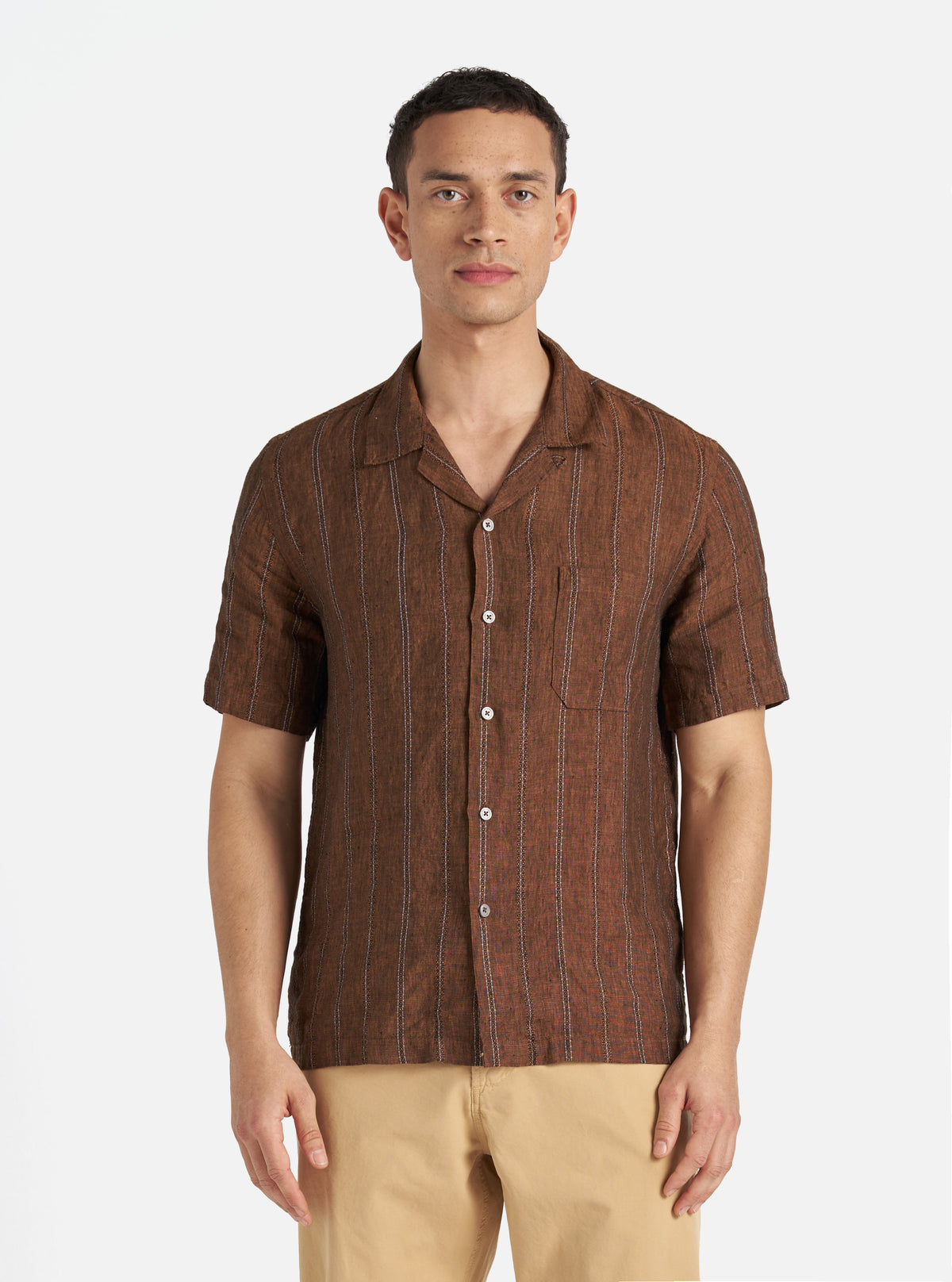 Brown Stripe Linen Road Shirt