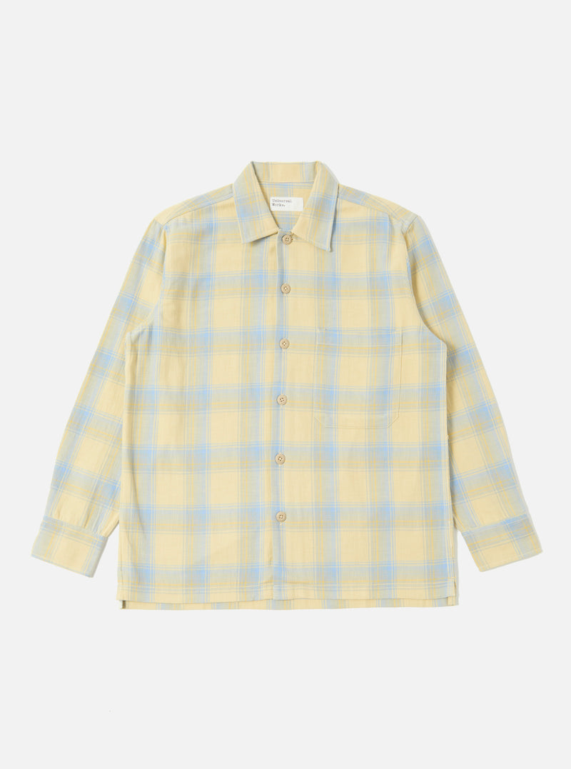 Yellow/Blue Cotton Plaid Fatigue Shirt