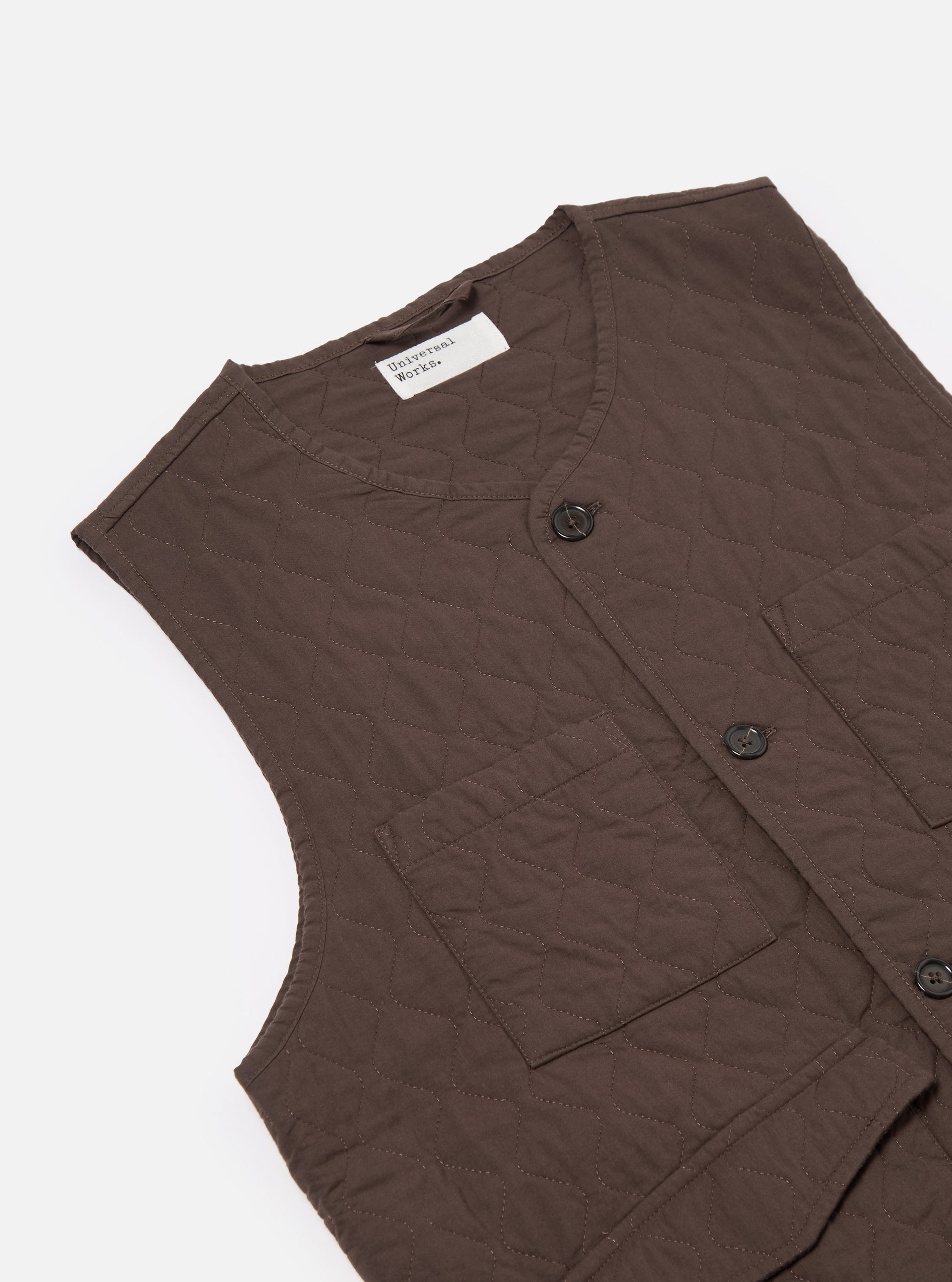 Brown Quilt Cotton 4 Pocket Gilet