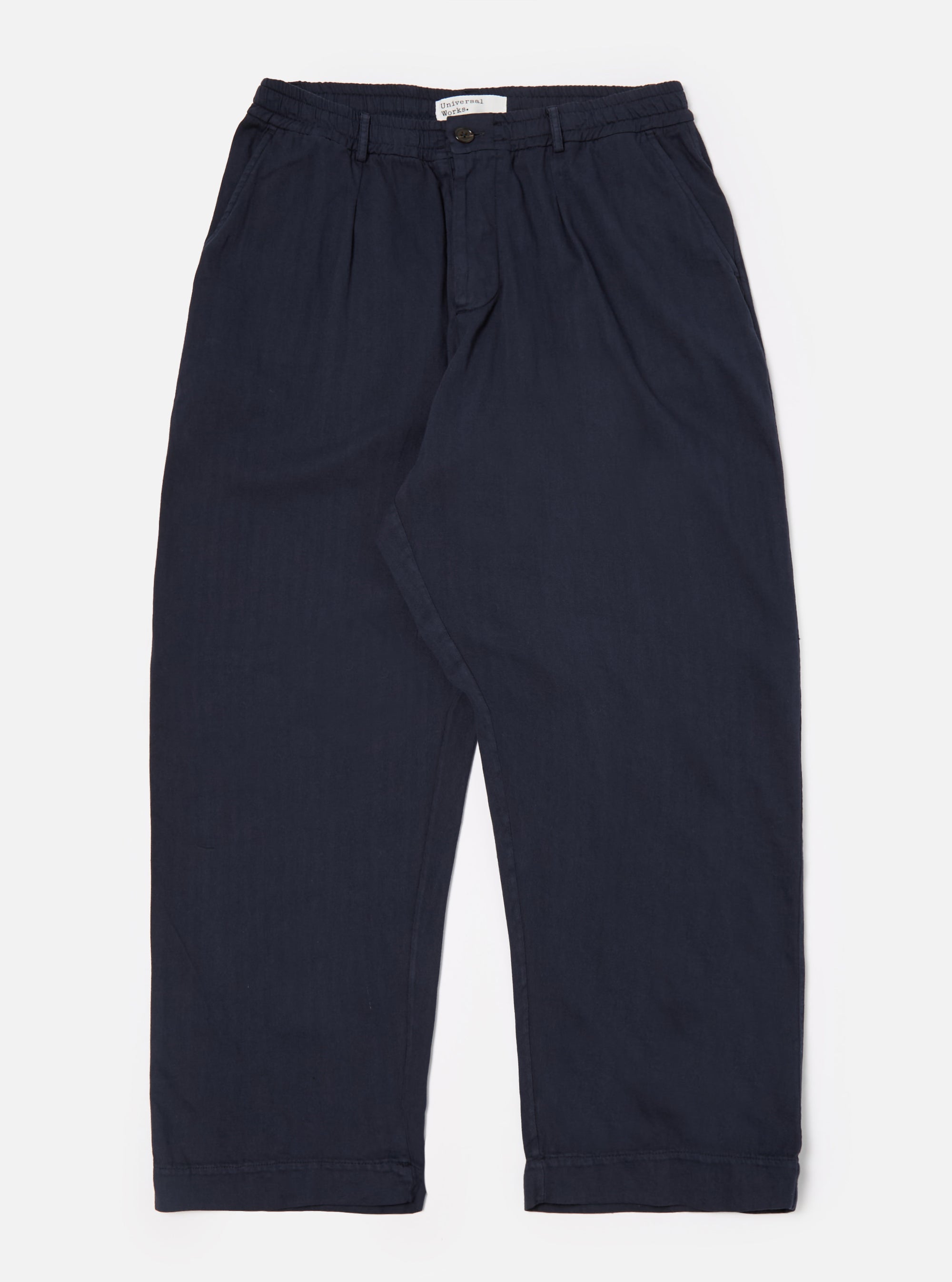 Dark Navy Herringbone Cotton Oxford Pant