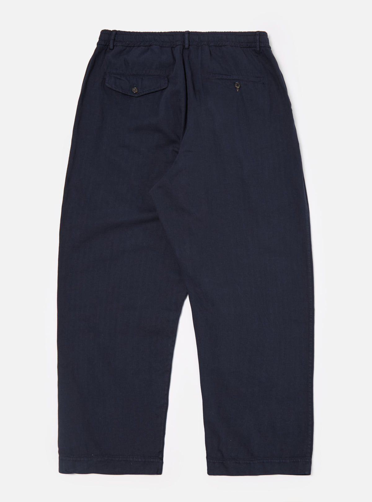 Dark Navy Herringbone Cotton Oxford Pant
