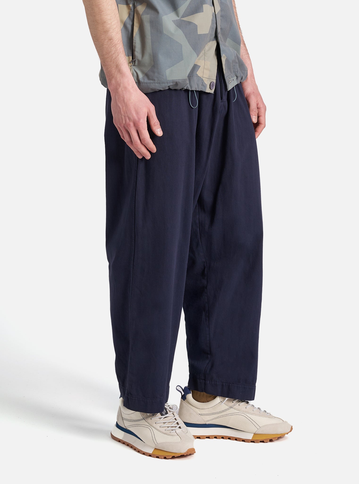 Dark Navy Herringbone Cotton Oxford Pant