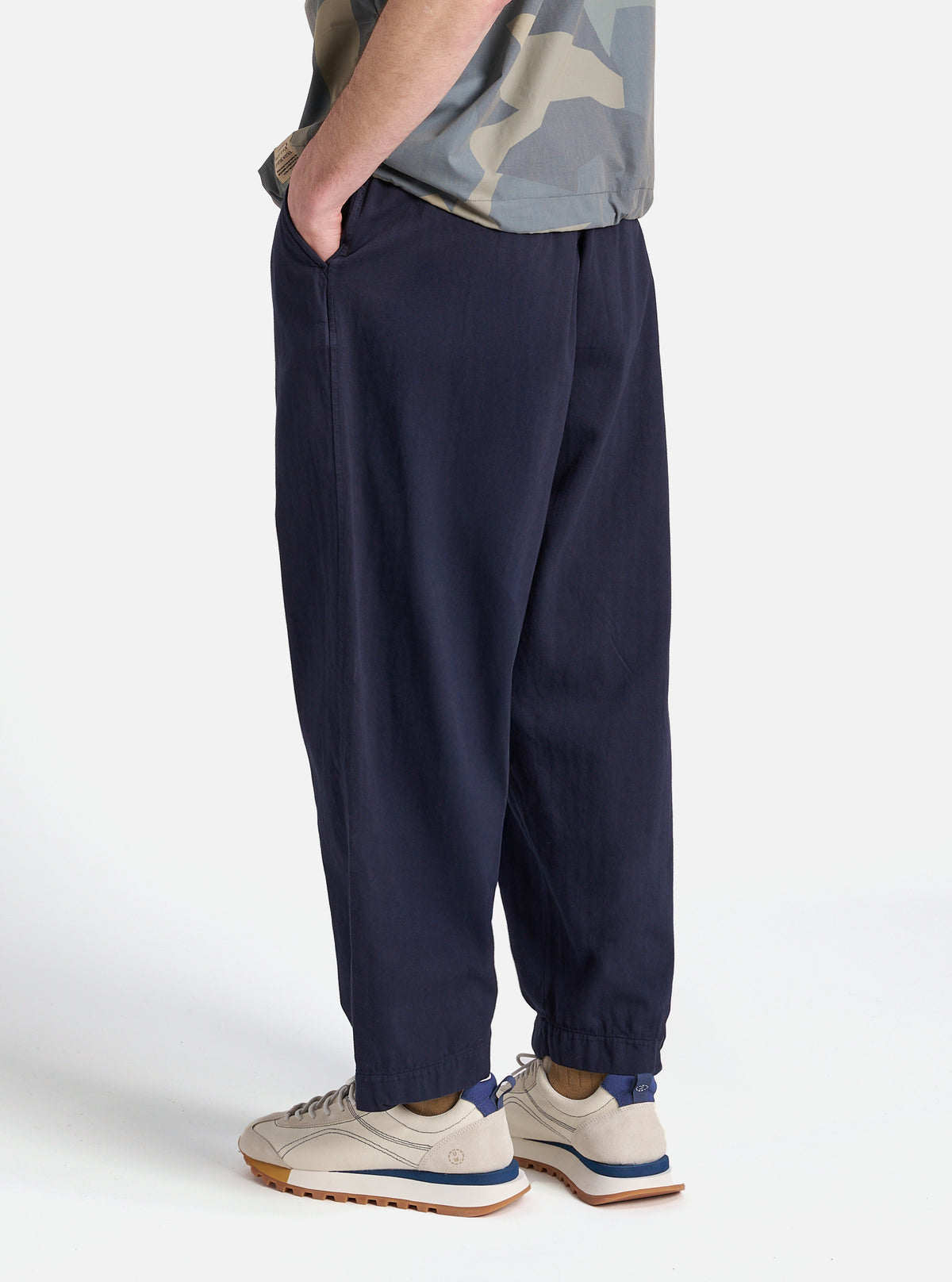 Dark Navy Herringbone Cotton Oxford Pant