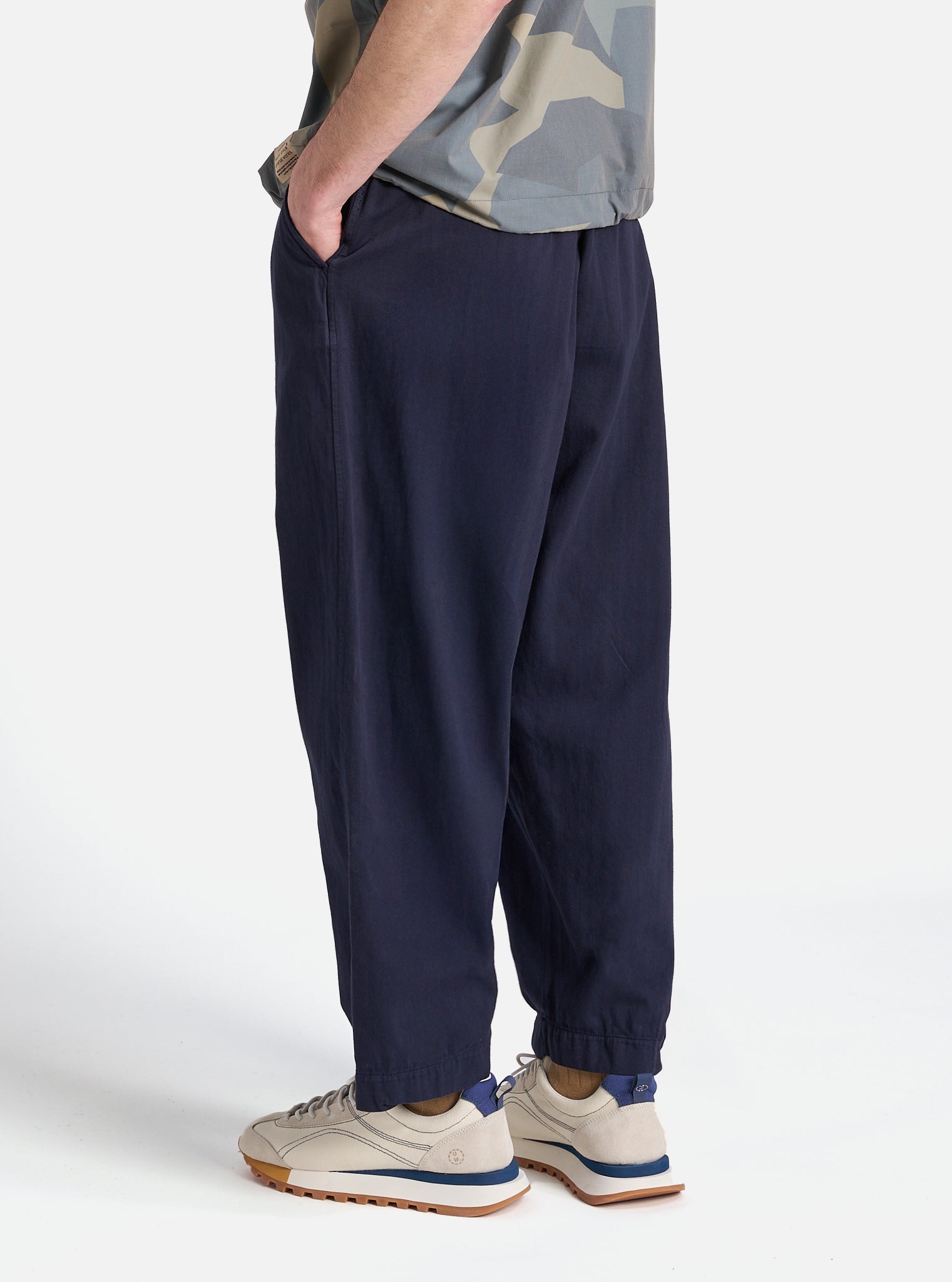 Dark Navy Herringbone Cotton Oxford Pant