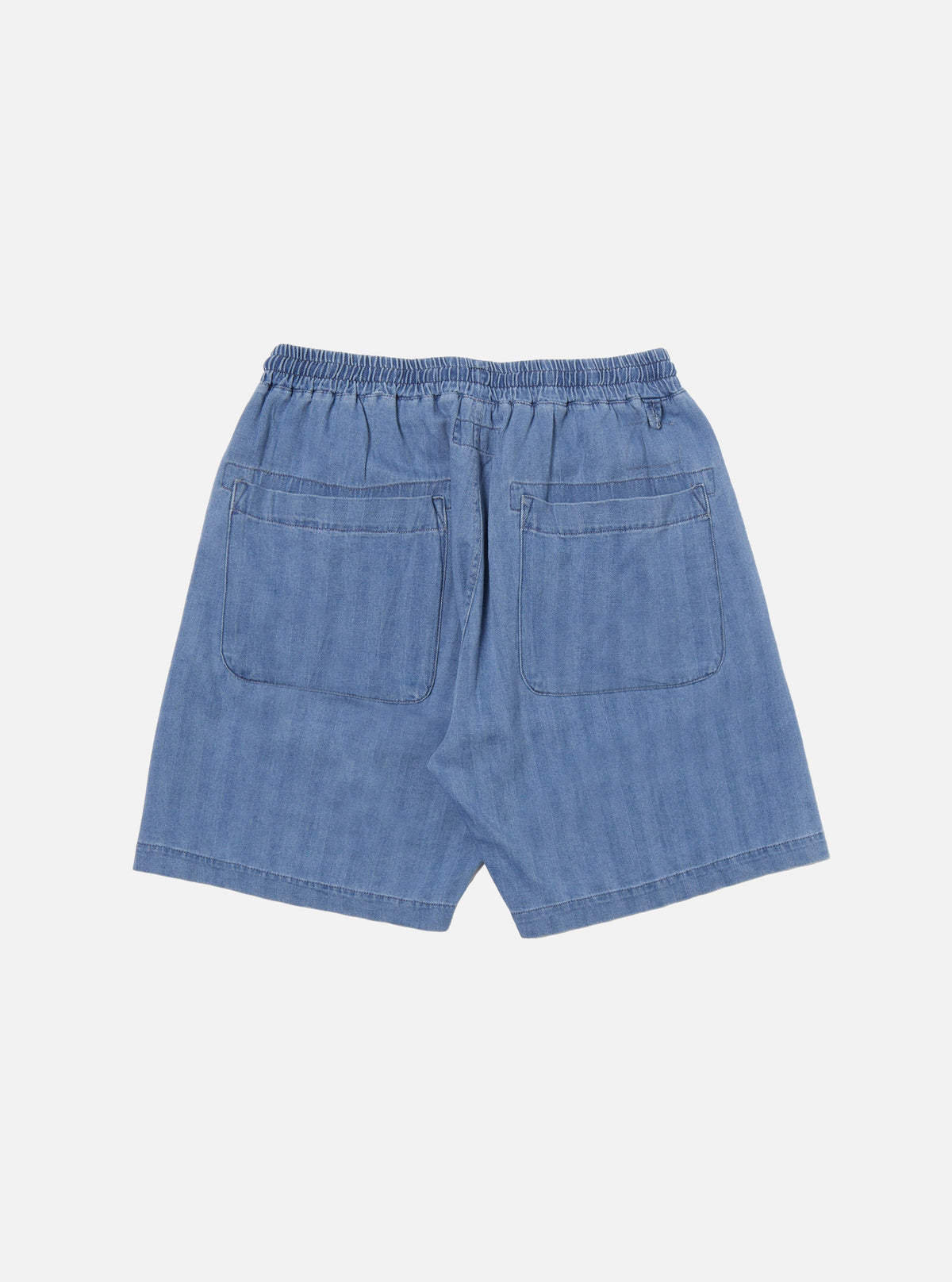 Washed Indigo Herringbone Denim Simple Short