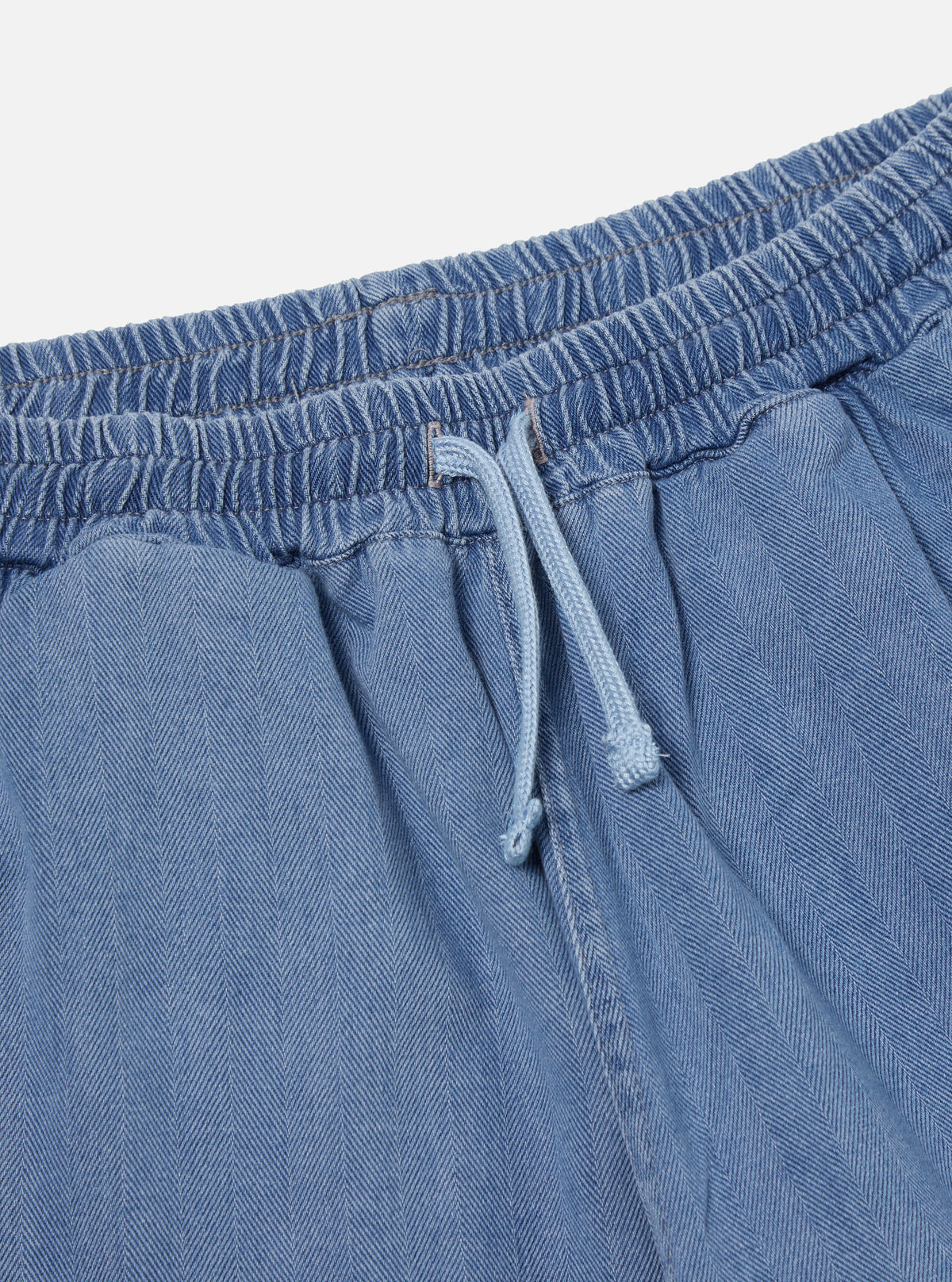 Washed Indigo Herringbone Denim Simple Short