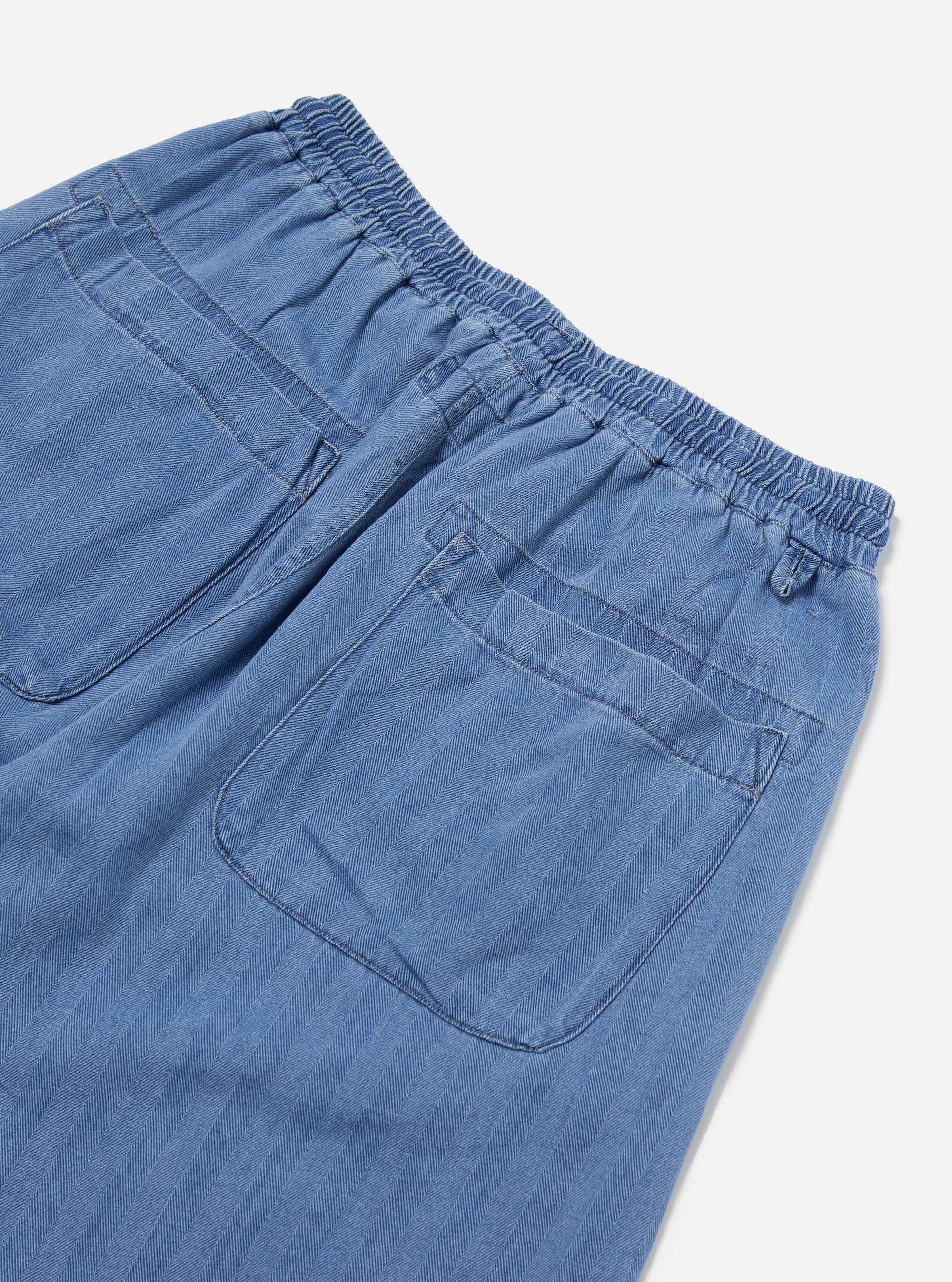 Washed Indigo Herringbone Denim Simple Short