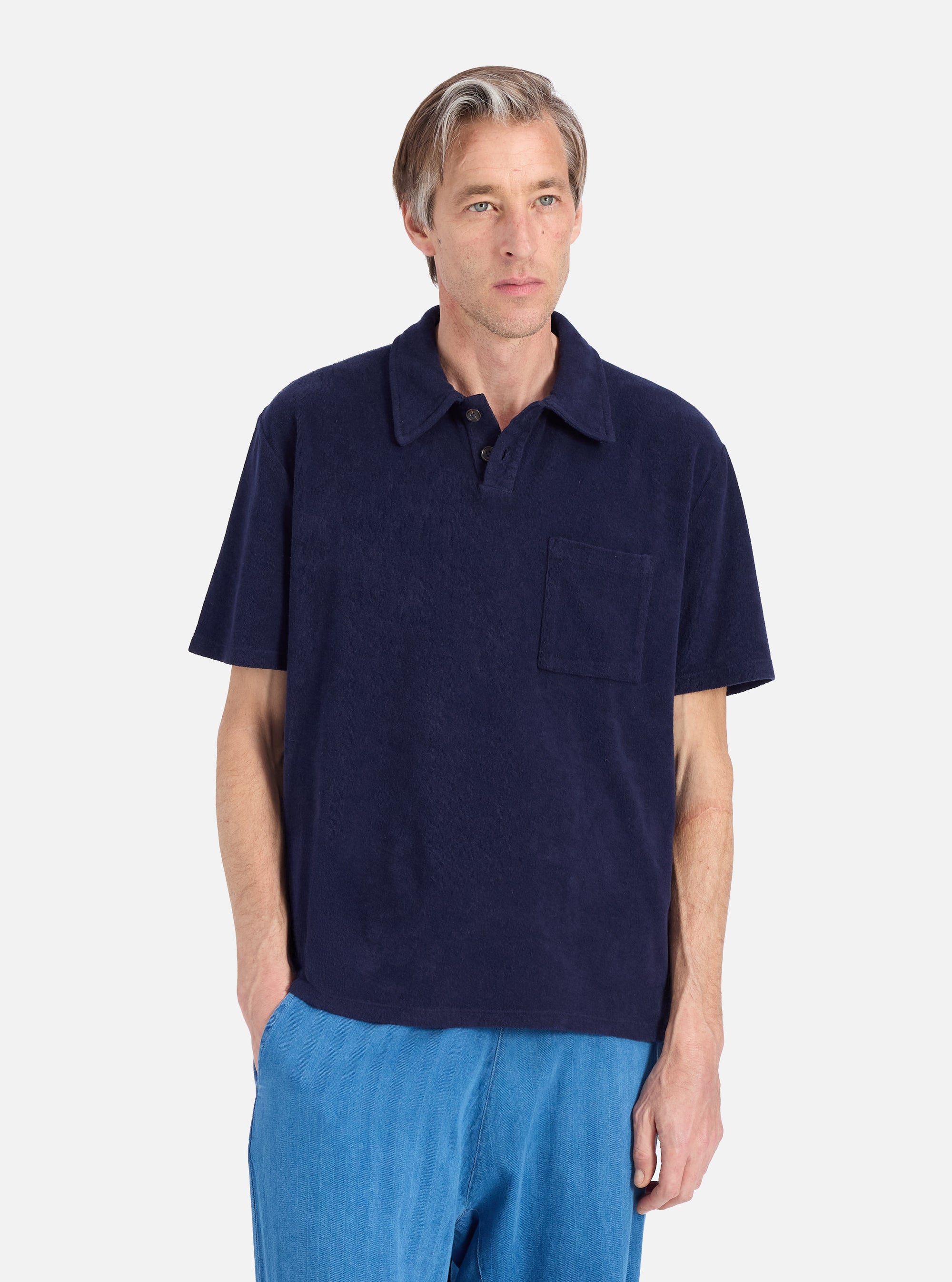 Bright Navy Light Weight Terry Newlyn Polo
