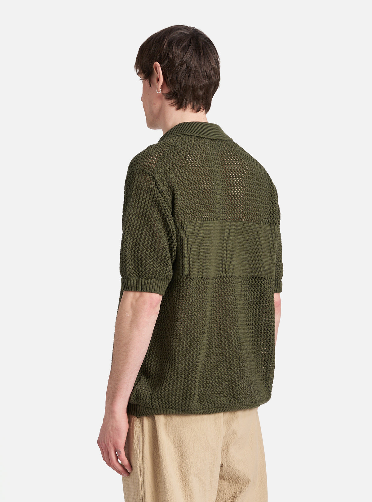 Olive Open Knit S/S Knit Shirt