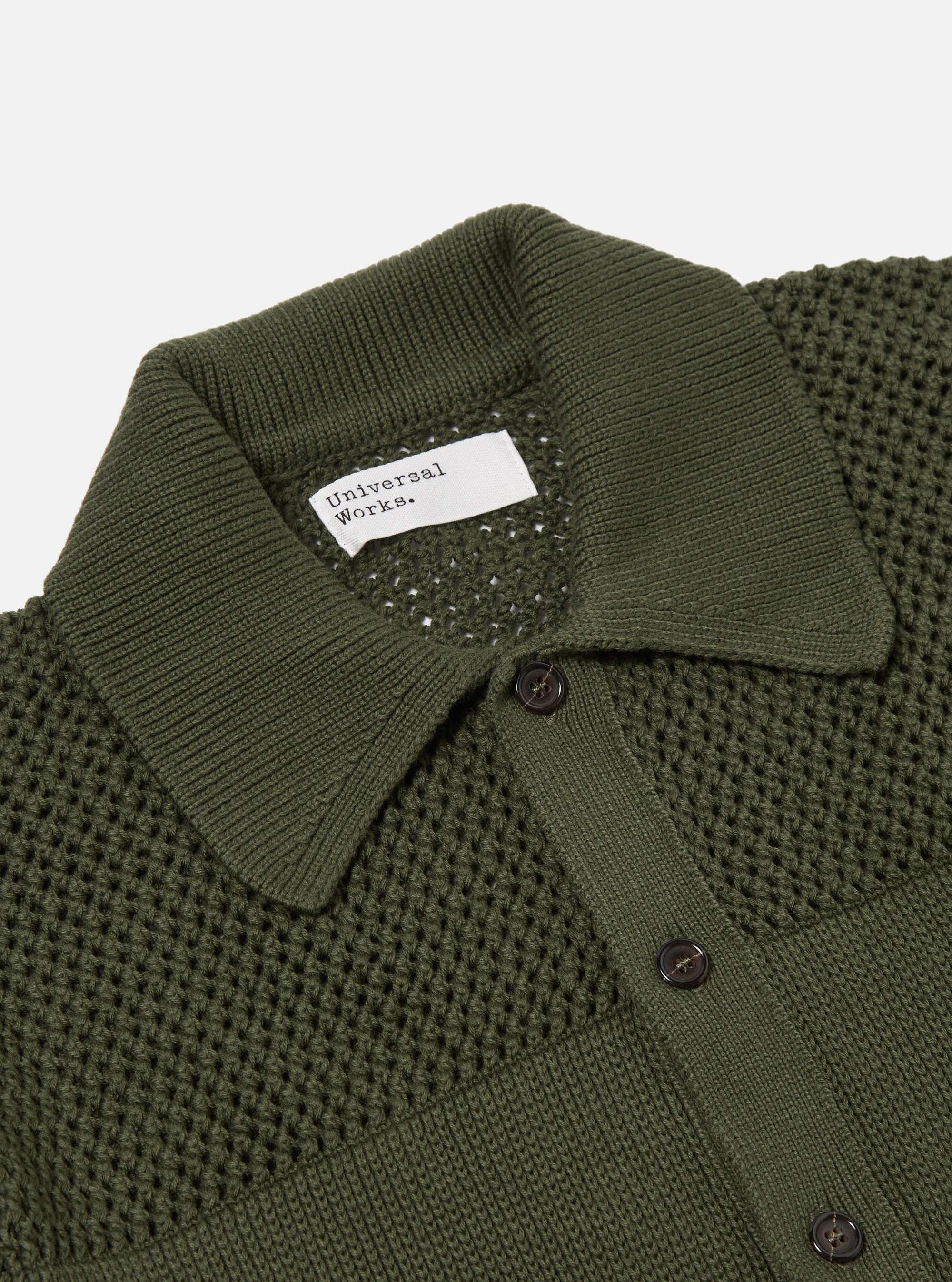 Olive Open Knit S/S Knit Shirt