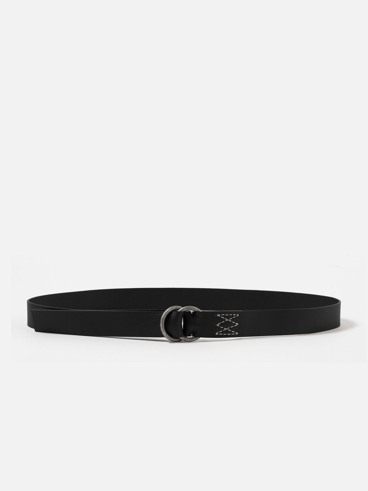 Black Leather O Ring Belt