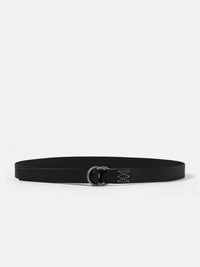 Black Leather O Ring Belt