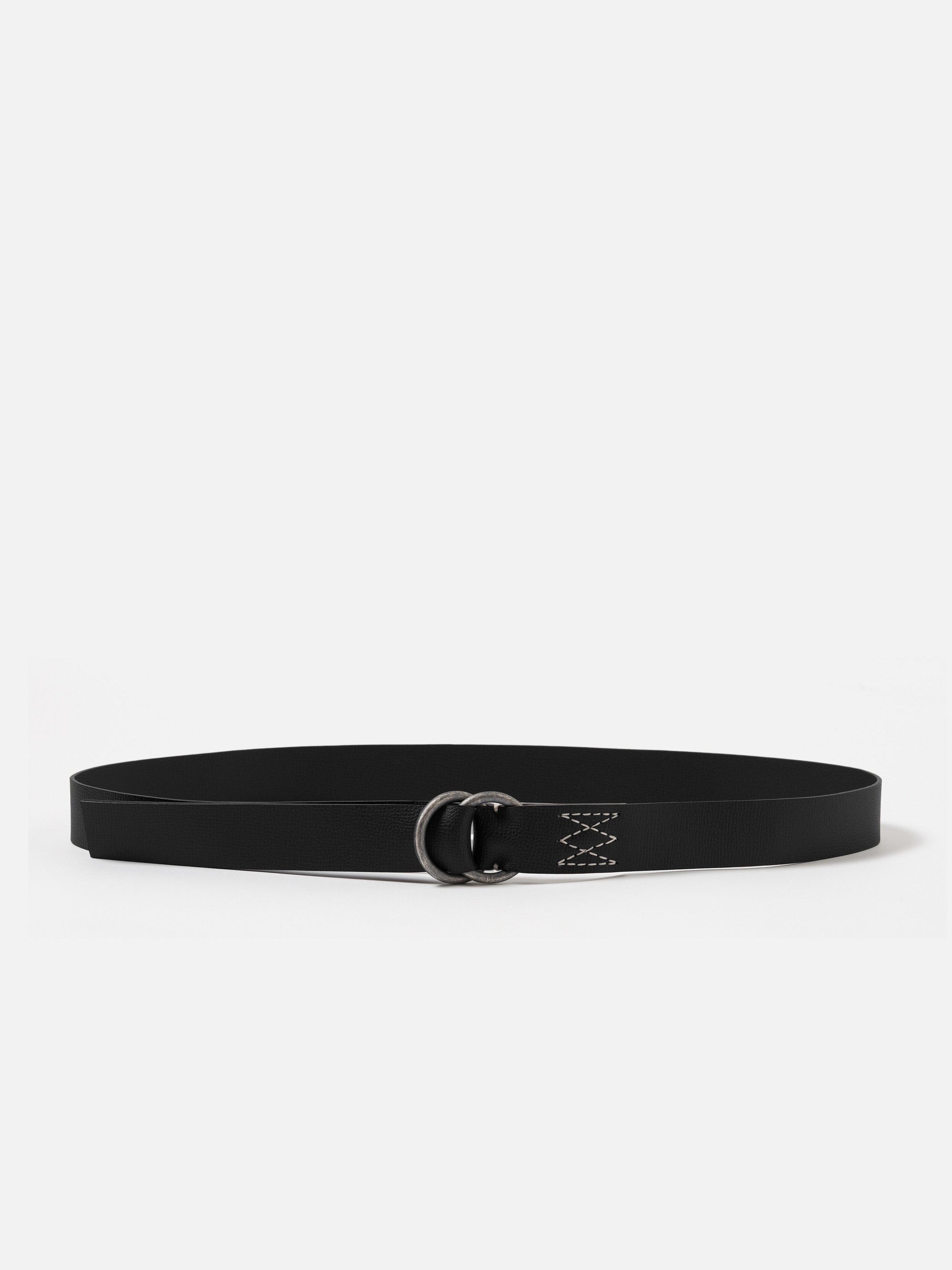 Black Leather O Ring Belt