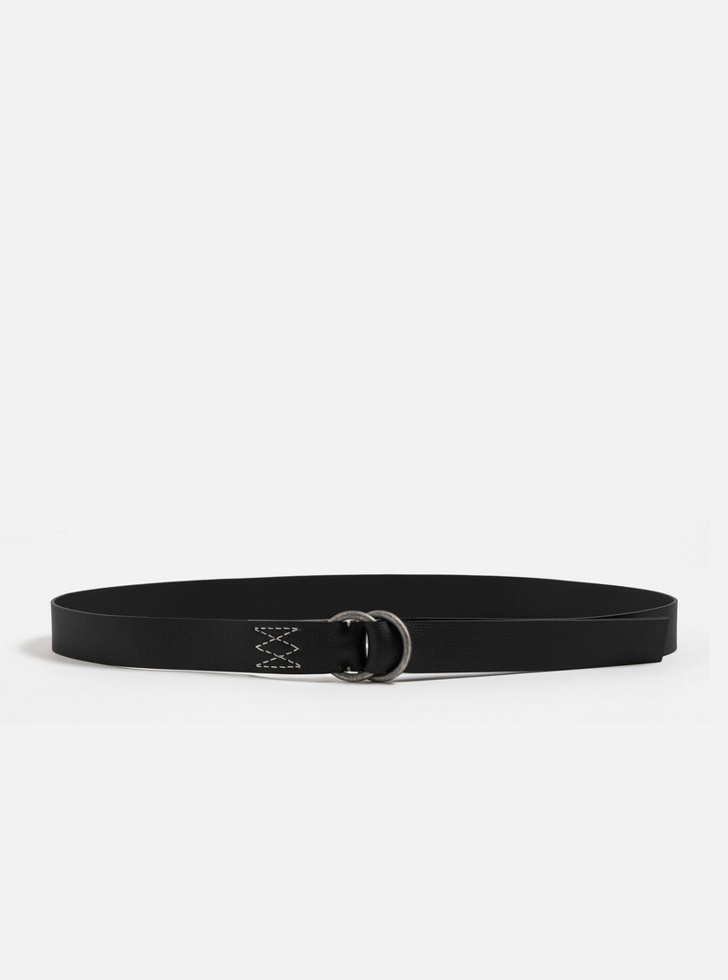 Black Leather O Ring Belt