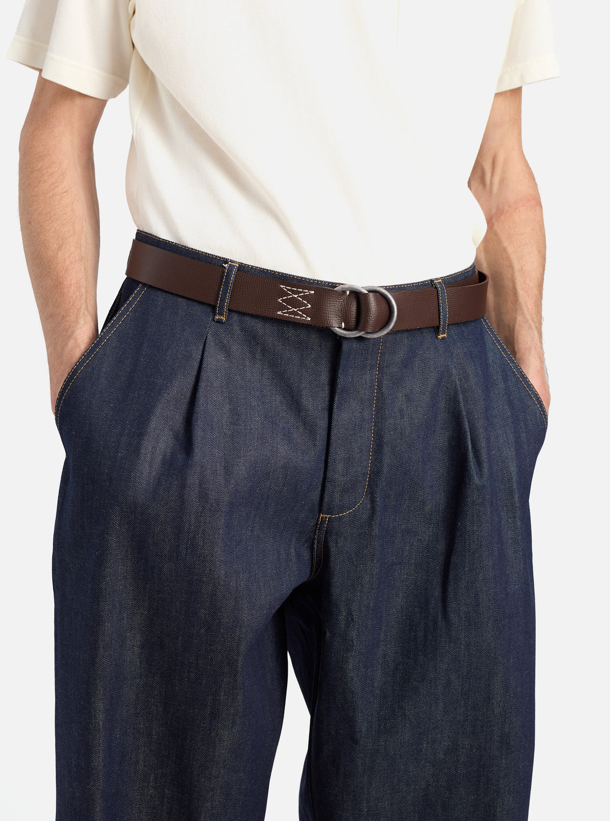 Brown Leather O Ring Belt