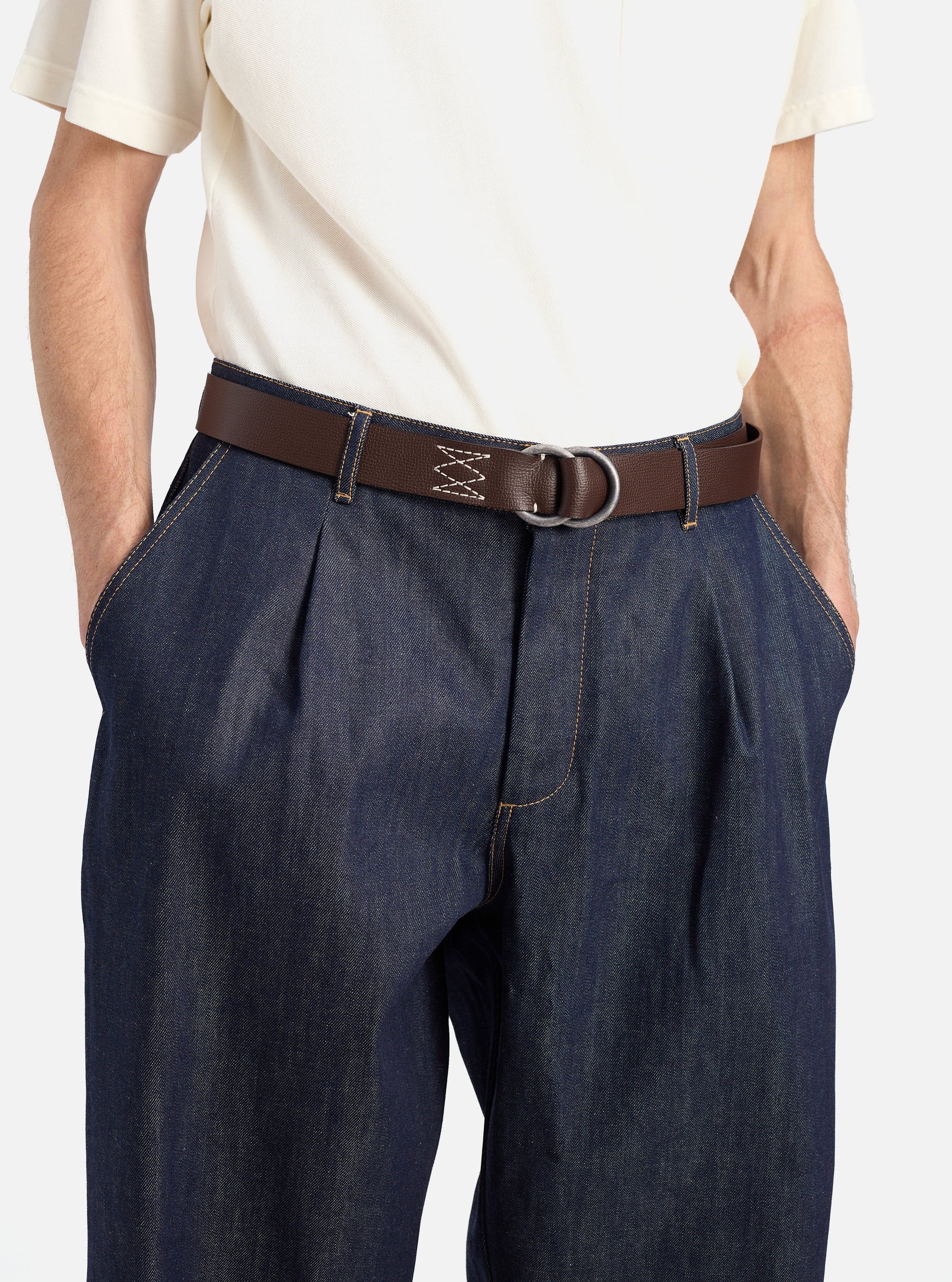 Brown Leather O Ring Belt