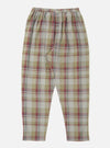 Close-up of the Green Kip Check Long Pyjama Set pants on a white background. The plaid pattern features green, red, and blue hues.