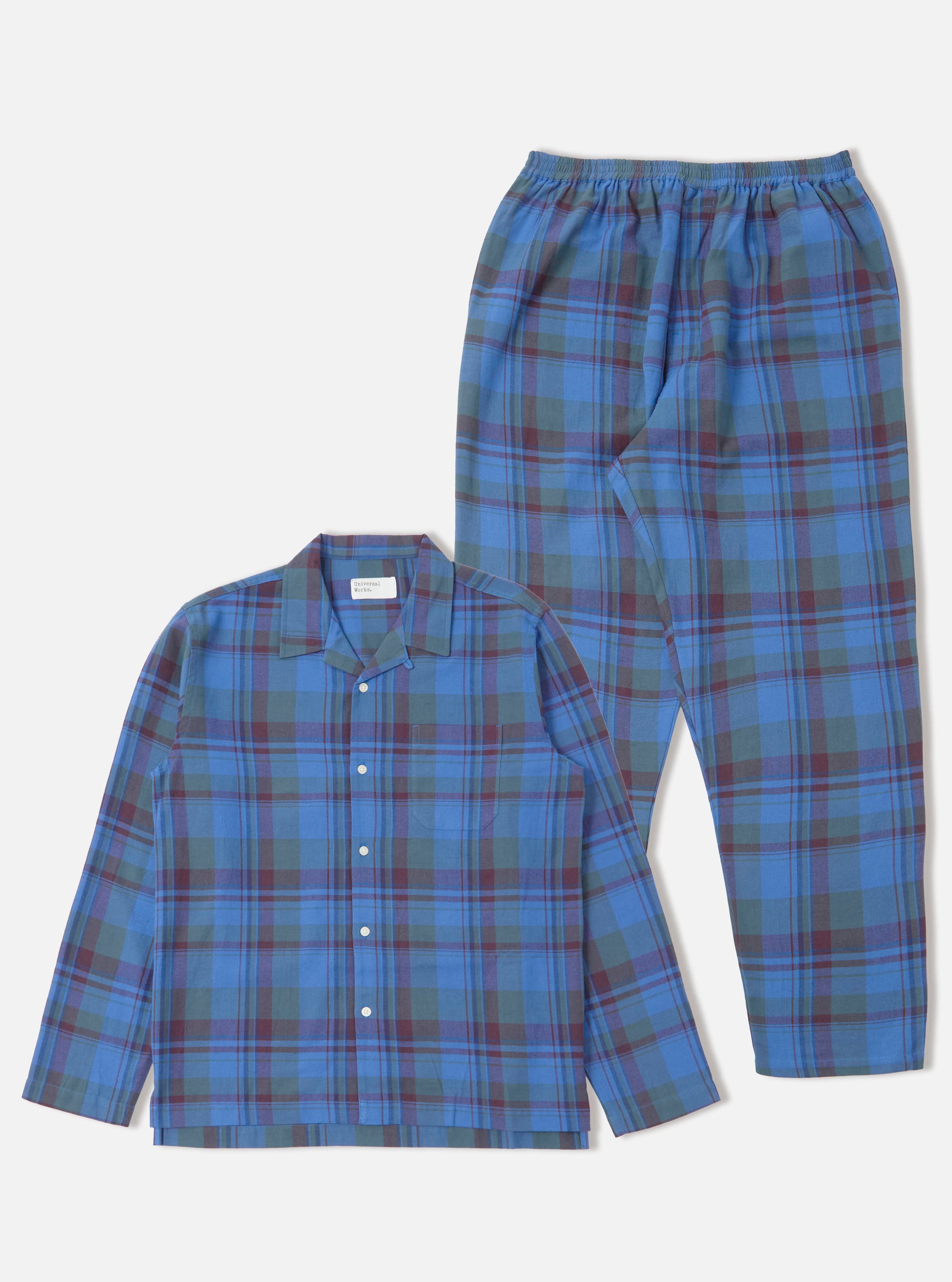 Blue Kip Check Long Pyjama Set