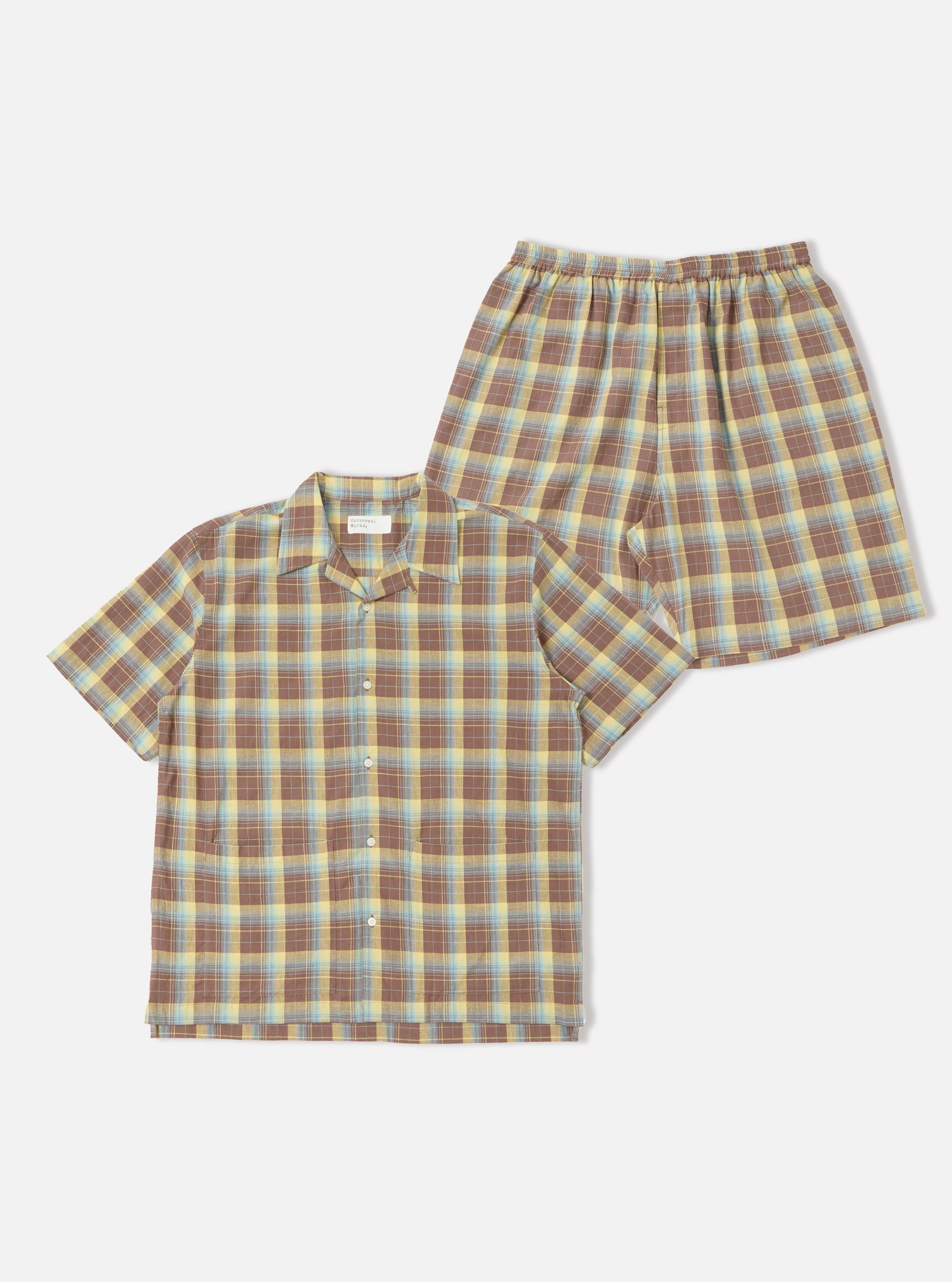 Yellow/Brown Check Short Pyjama Set
