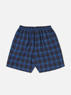 Close-up of the Navy/Blue Check Short Pyjama Set. The cotton shorts feature a blue and navy check pattern and an elasticated waist. Shot on a plain white background.