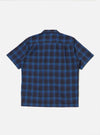 Back view of the Navy/Blue Check Short Pyjama Set shirt. The shirt is blue and navy plaid on a white background.
