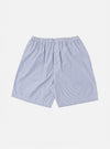 Close-up of the Navy Classic Stripe Short Pyjama Set on a white background. The shorts feature navy and white stripes and an elastic waistband.