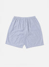 The Navy Classic Stripe Short Pyjama Set on a white background. The shorts are blue and white striped with an elastic waistband.