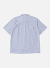 The back of the Navy Classic Stripe Short Pyjama Set top, featuring blue and white stripes. The shirt is laid flat on a white background.