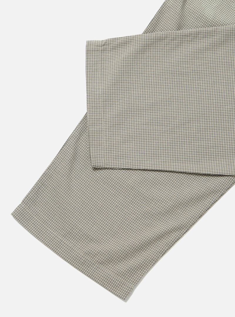 Close-up of the Green Tiny Check Pyjama Pant on a white background. The fabric has a small green and white check pattern.