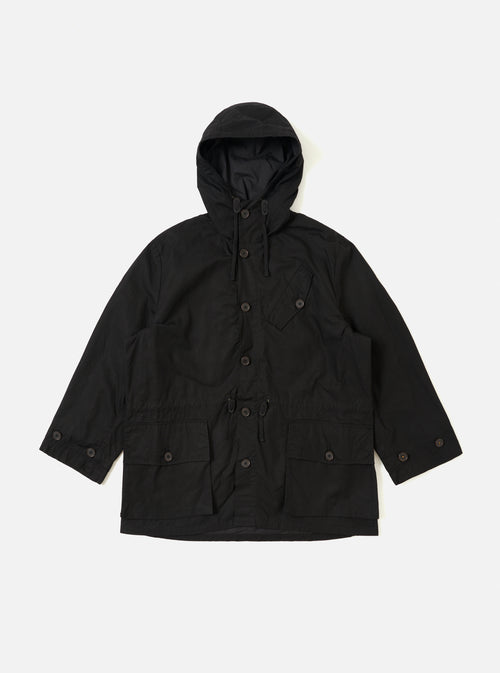Black Scottish Wax Cotton Boston Parka