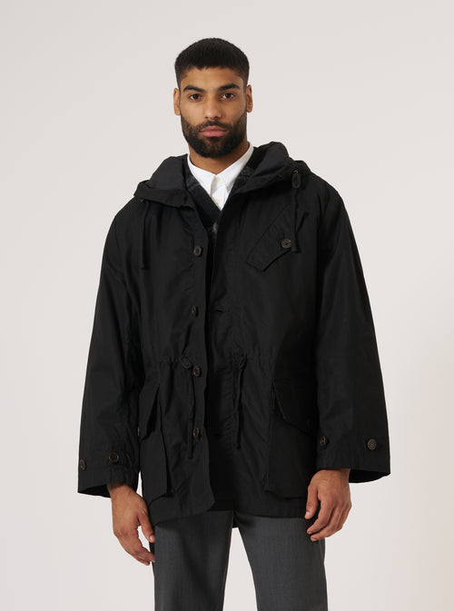Black Scottish Wax Cotton Boston Parka