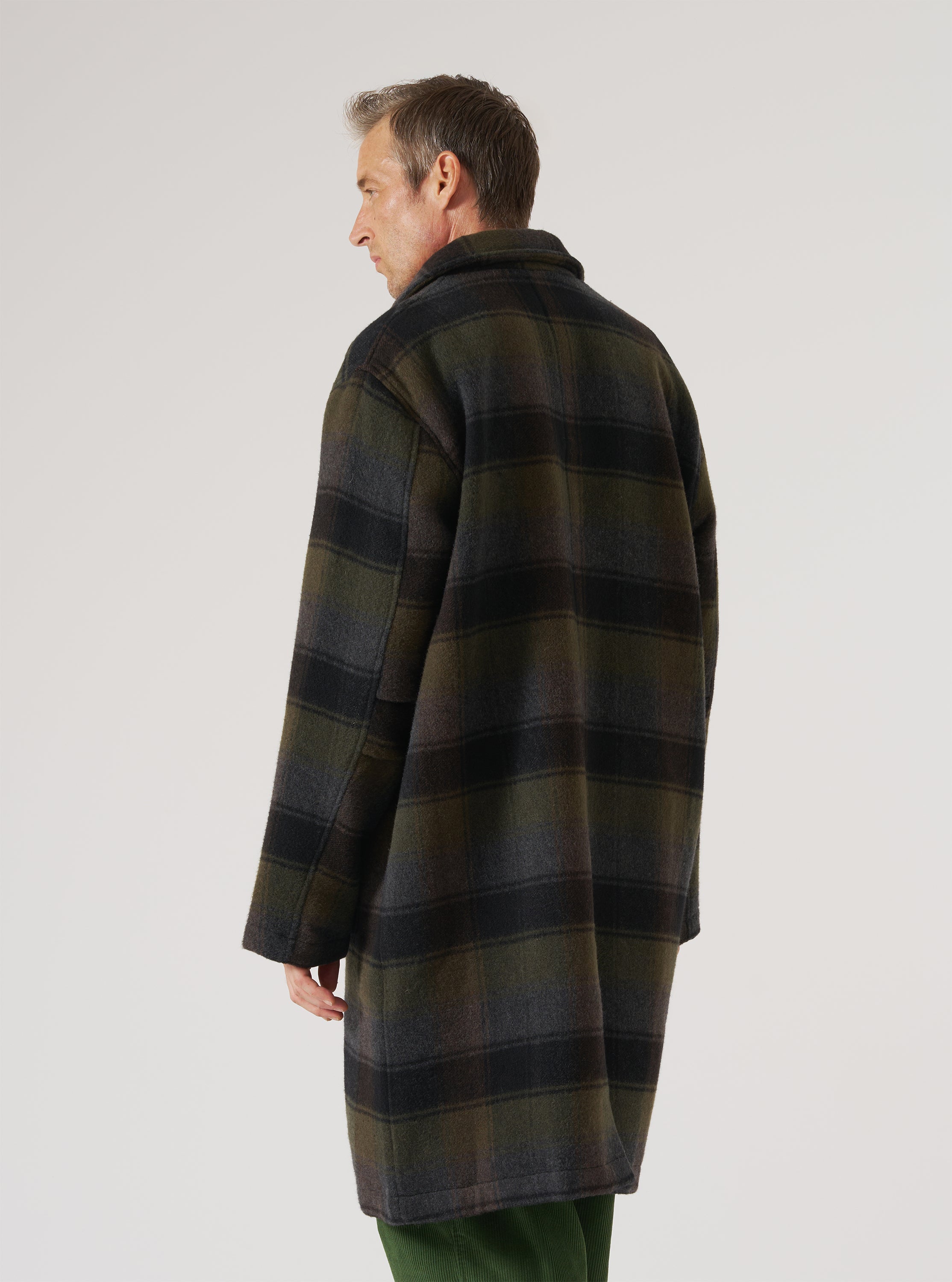 Men's Black/Brown Berlin Wool Check Account Coat – Universal Works