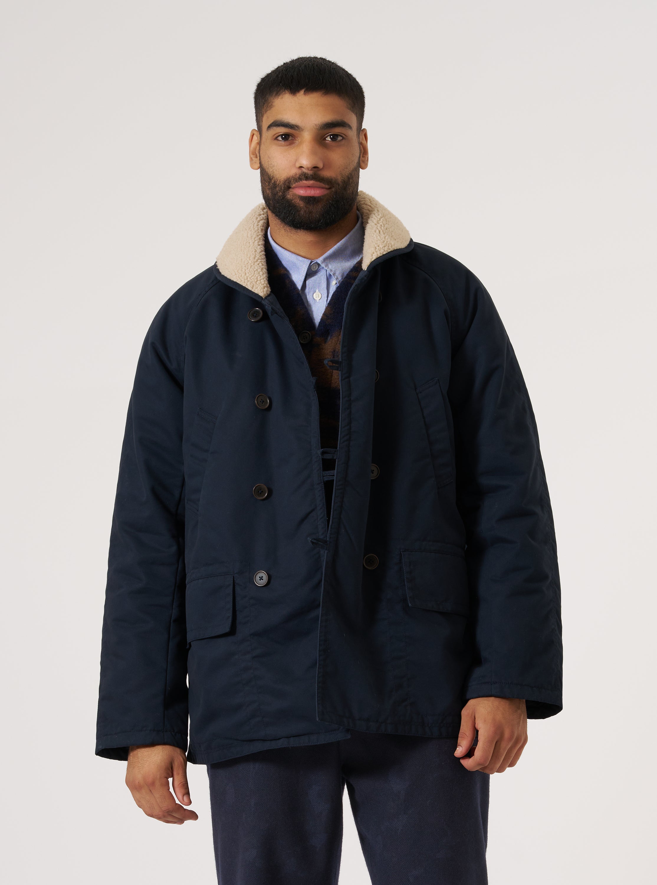 Men's Navy Brushed Polytech/Sherpa Reversible Mackinaw Jacket