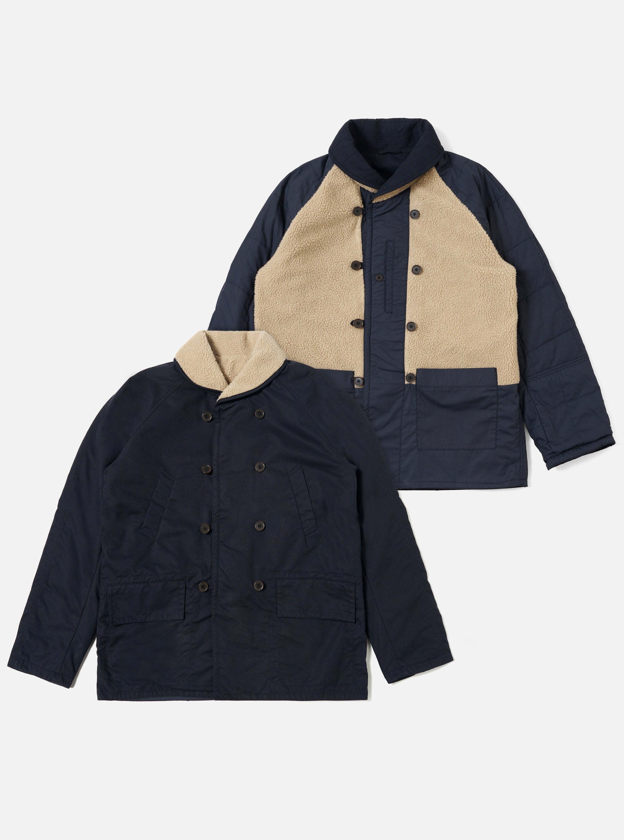 Navy Brushed Polytech/Sherpa Reversible Mackinaw Jacket
