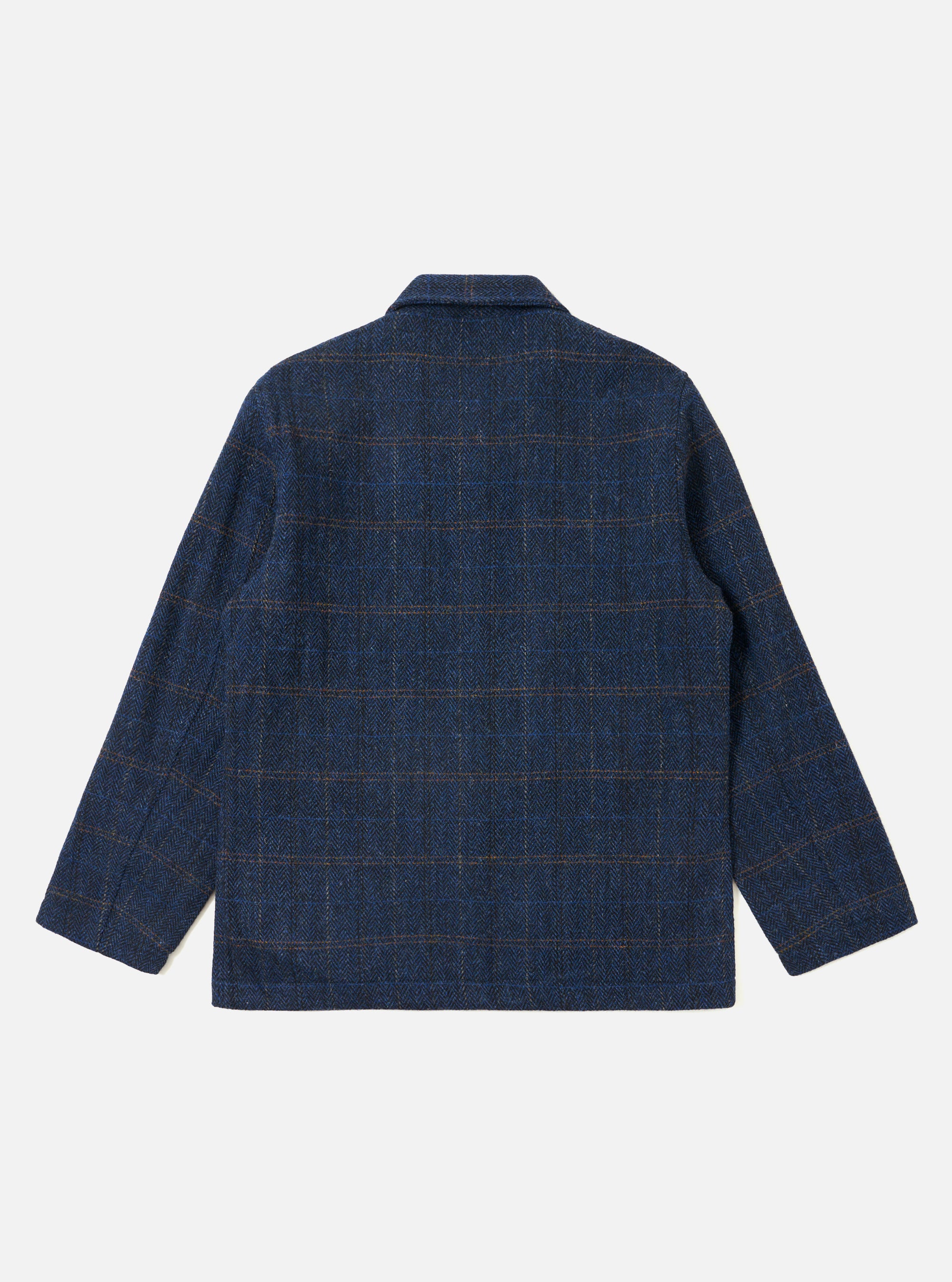 Navy Harris Tweed Plaid Bakers Jacket
