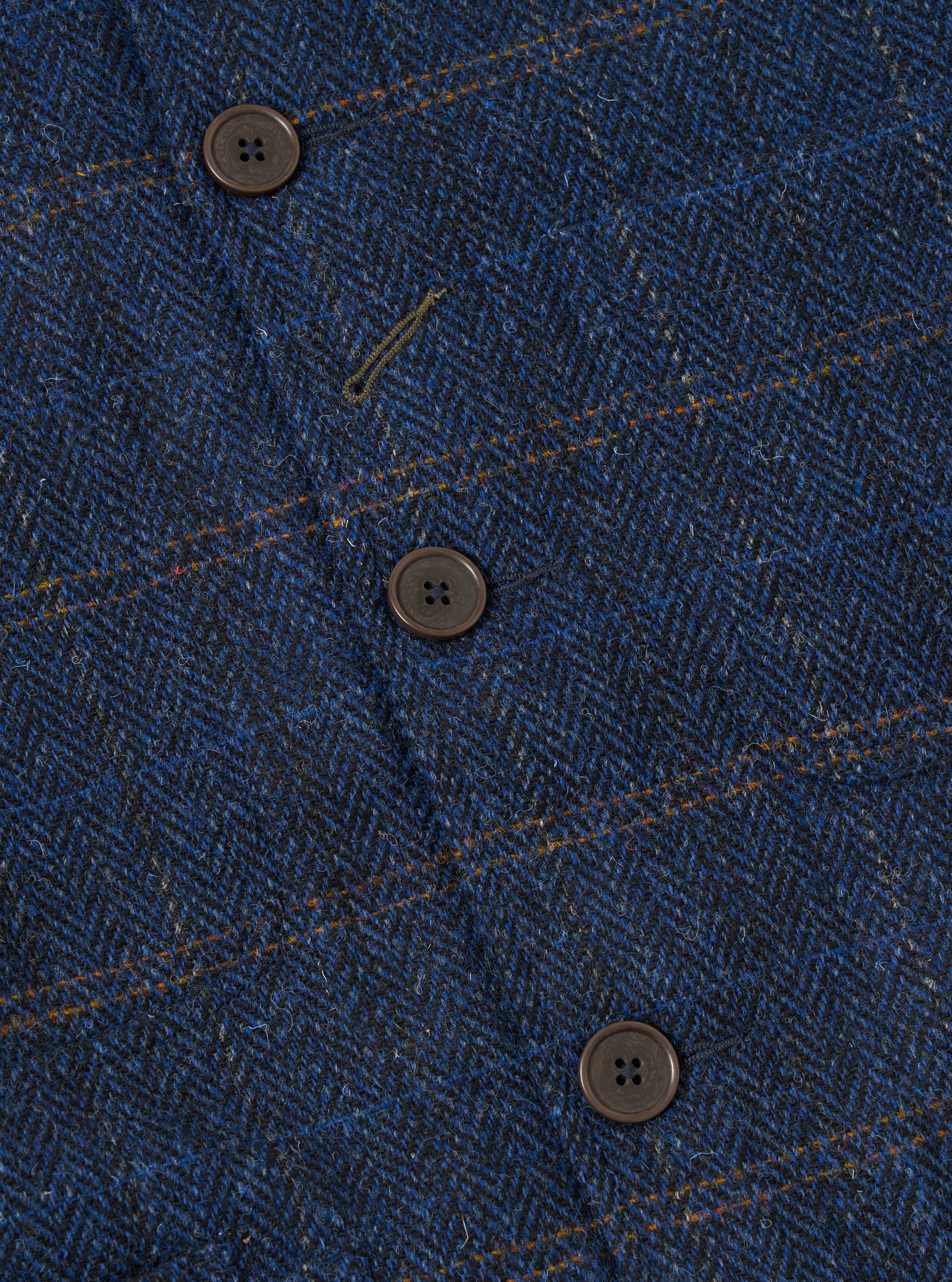 Navy Harris Tweed Plaid Bakers Jacket