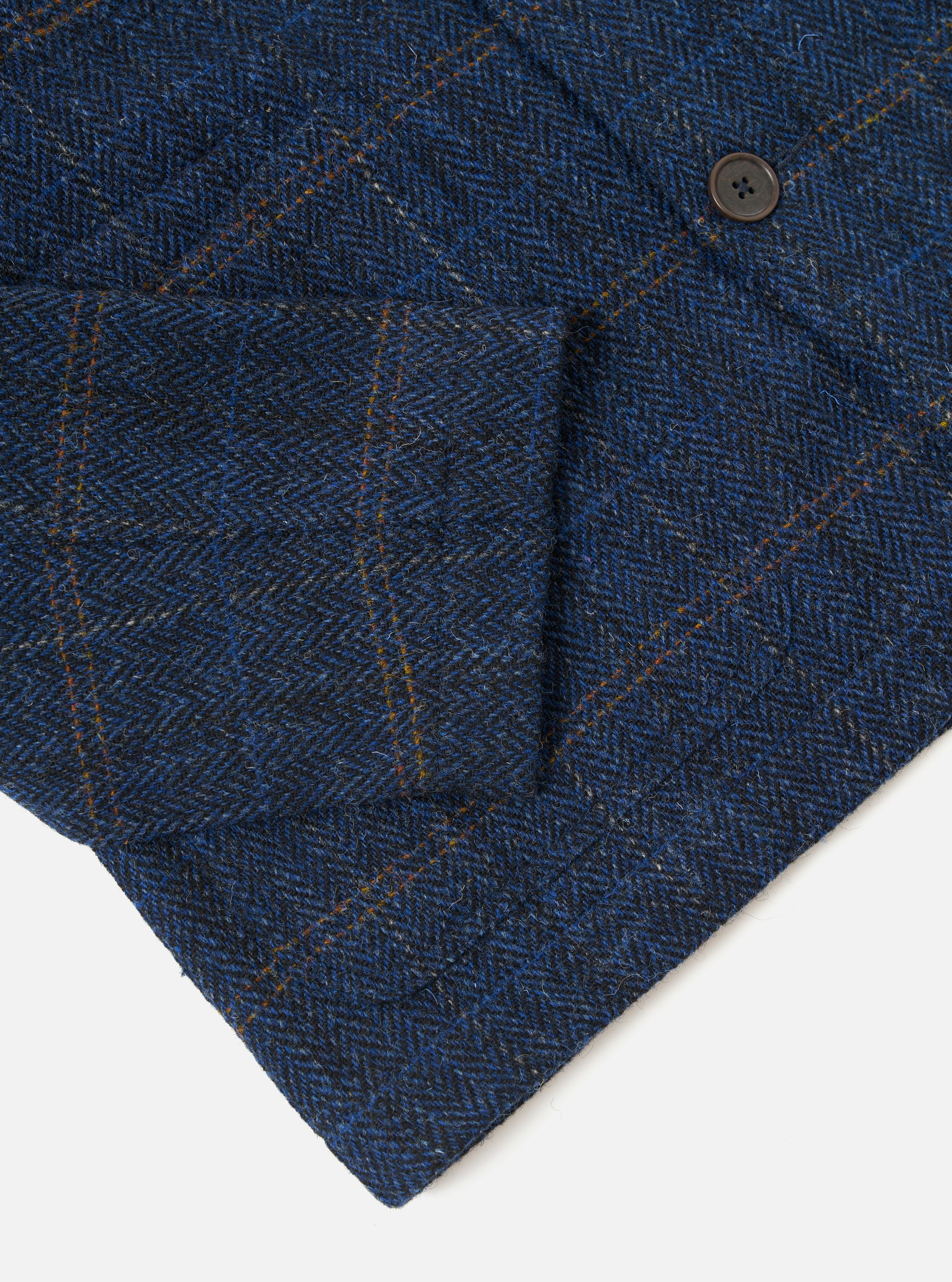Navy Harris Tweed Plaid Bakers Jacket