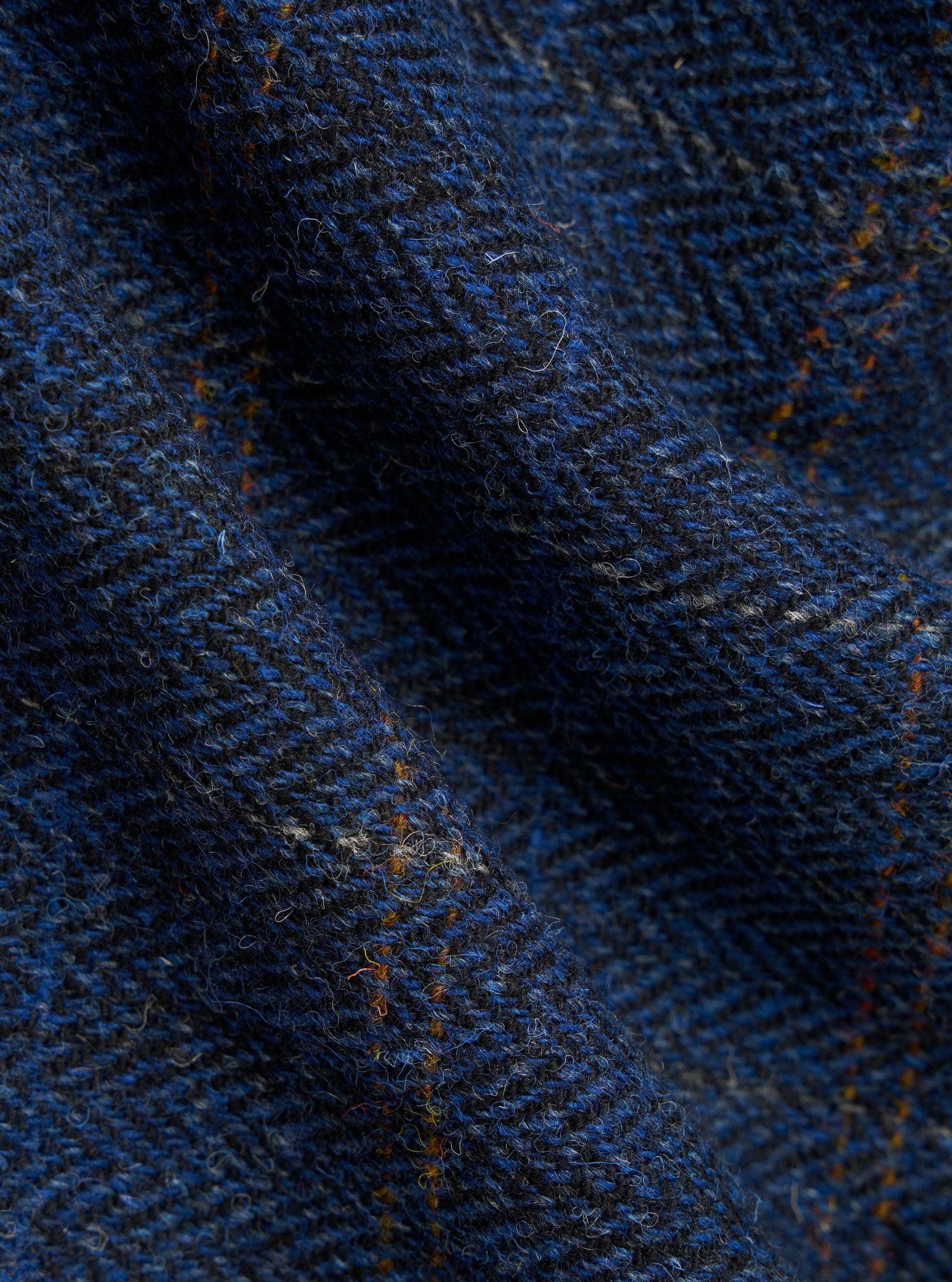Navy Harris Tweed Plaid Bakers Jacket
